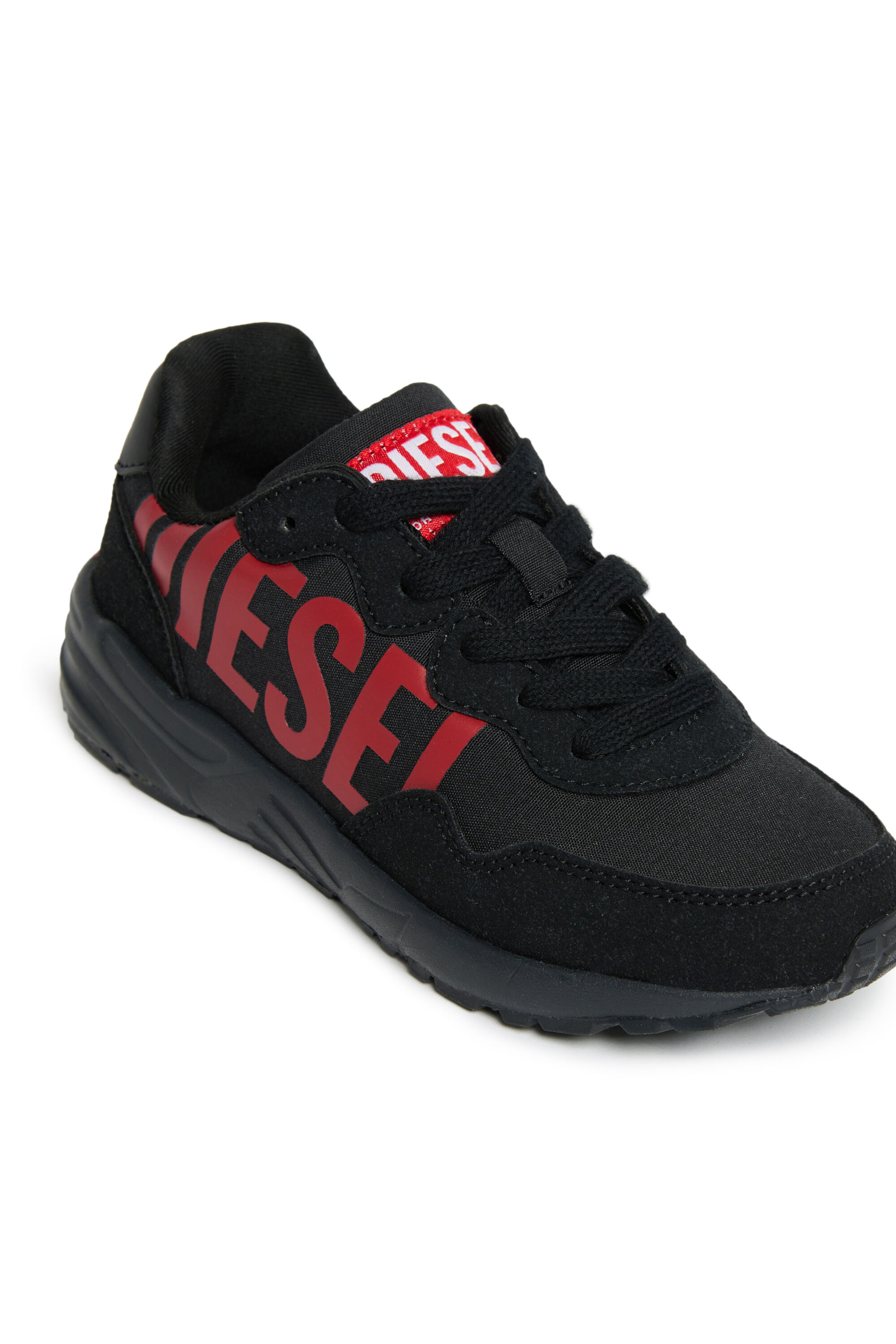 Sneaker in nylon con stampa Diesel lucida Nero Rosso Diesel