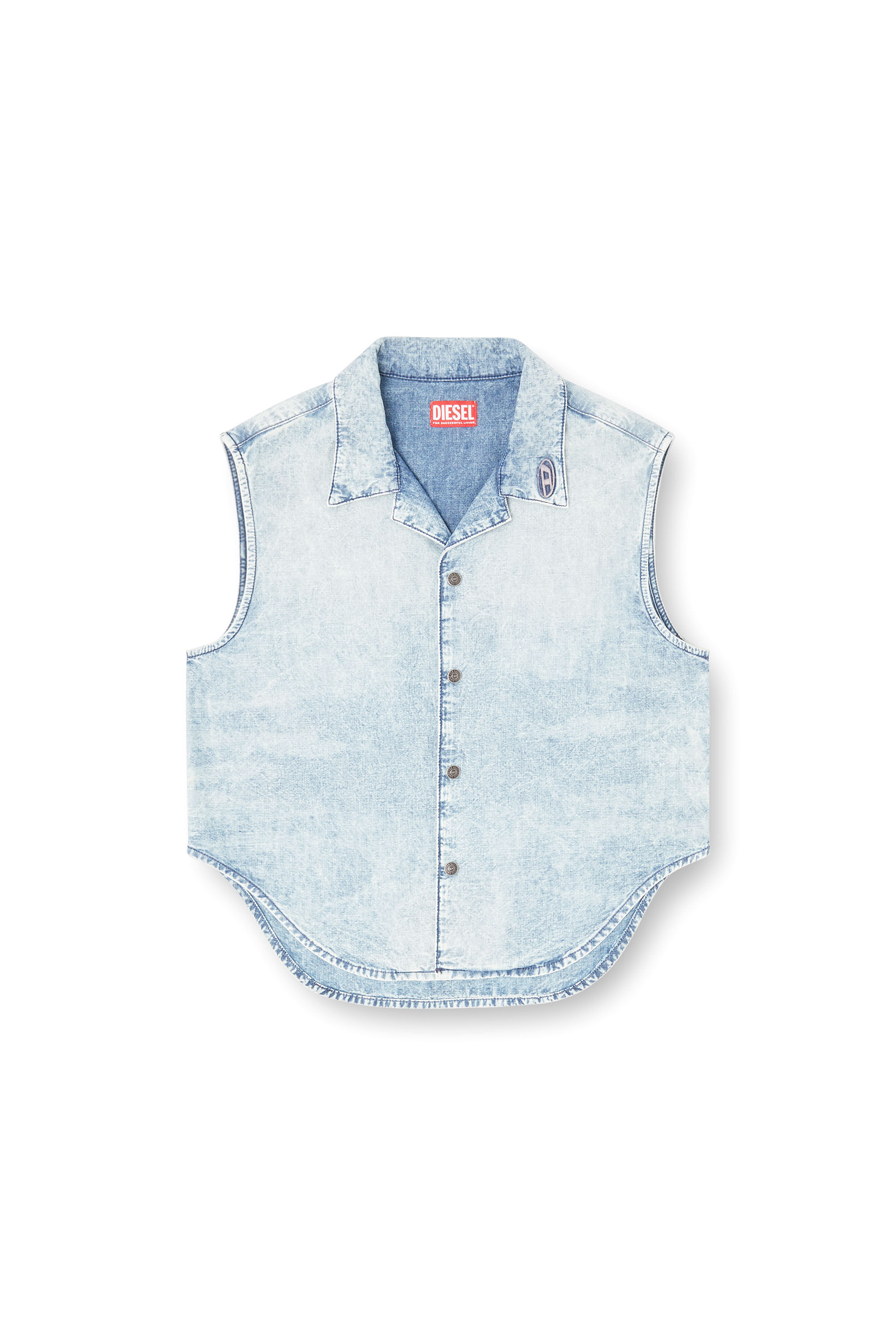 Diesel - DE-NABI-S, Top senza maniche in denim marmorizzato Donna in Blu - 2