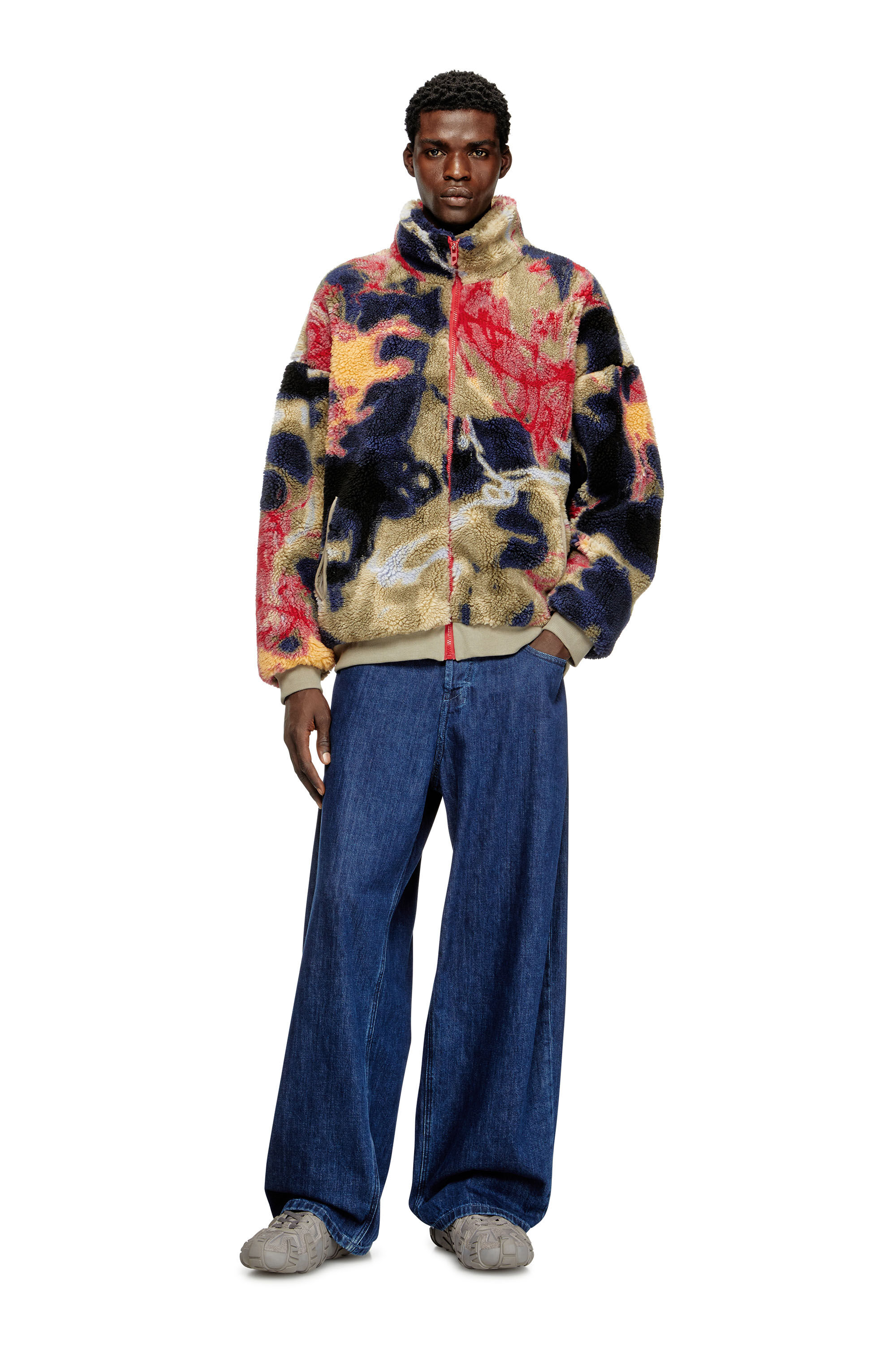 【deres】Teddy / gentle form jacket Men's Teddy fleece jacket with Diesel monogram | Black | Diesel