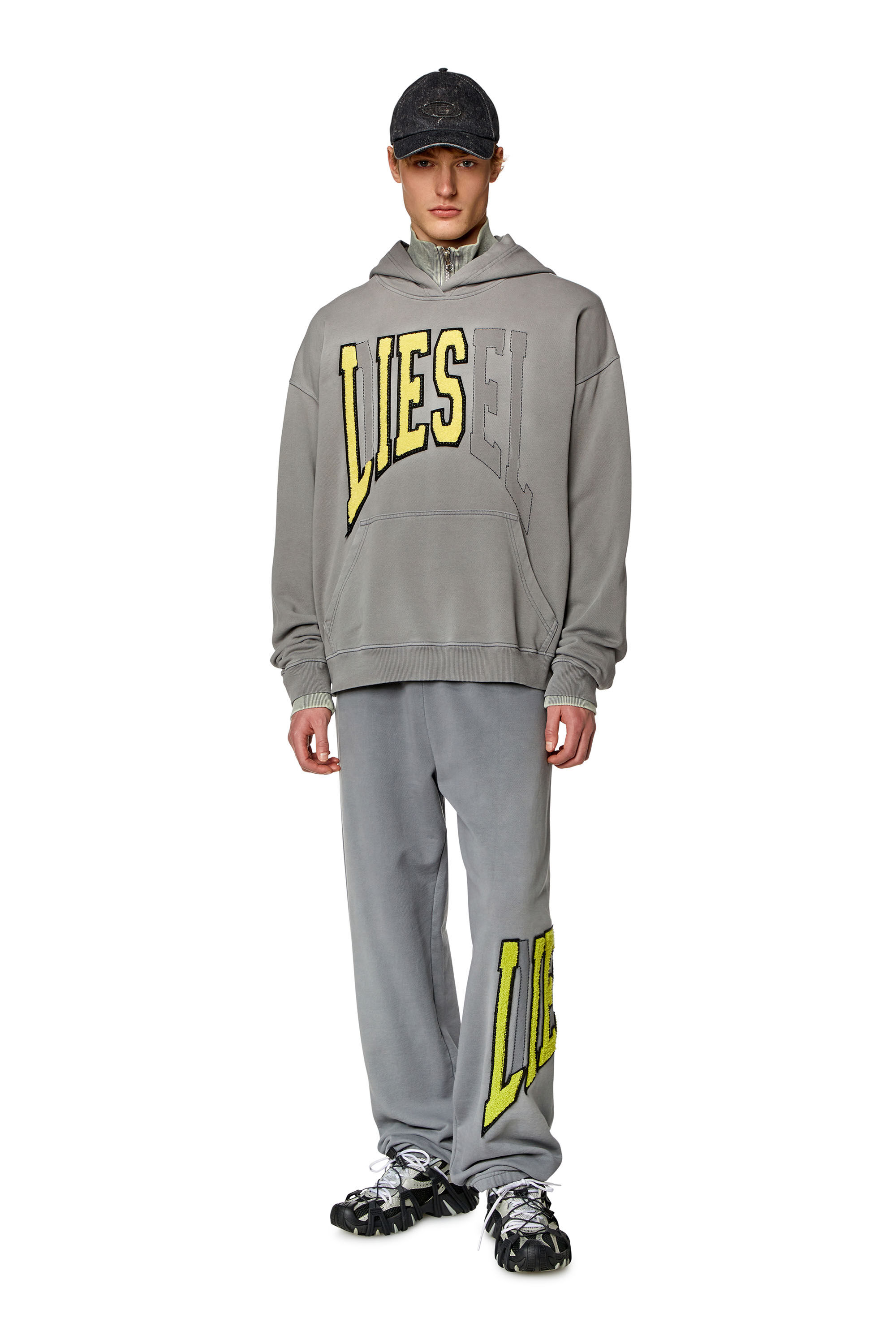 Diesel - S-BOXT-HOOD, Hoodie college con patch LIES Uomo in Grigio - 1