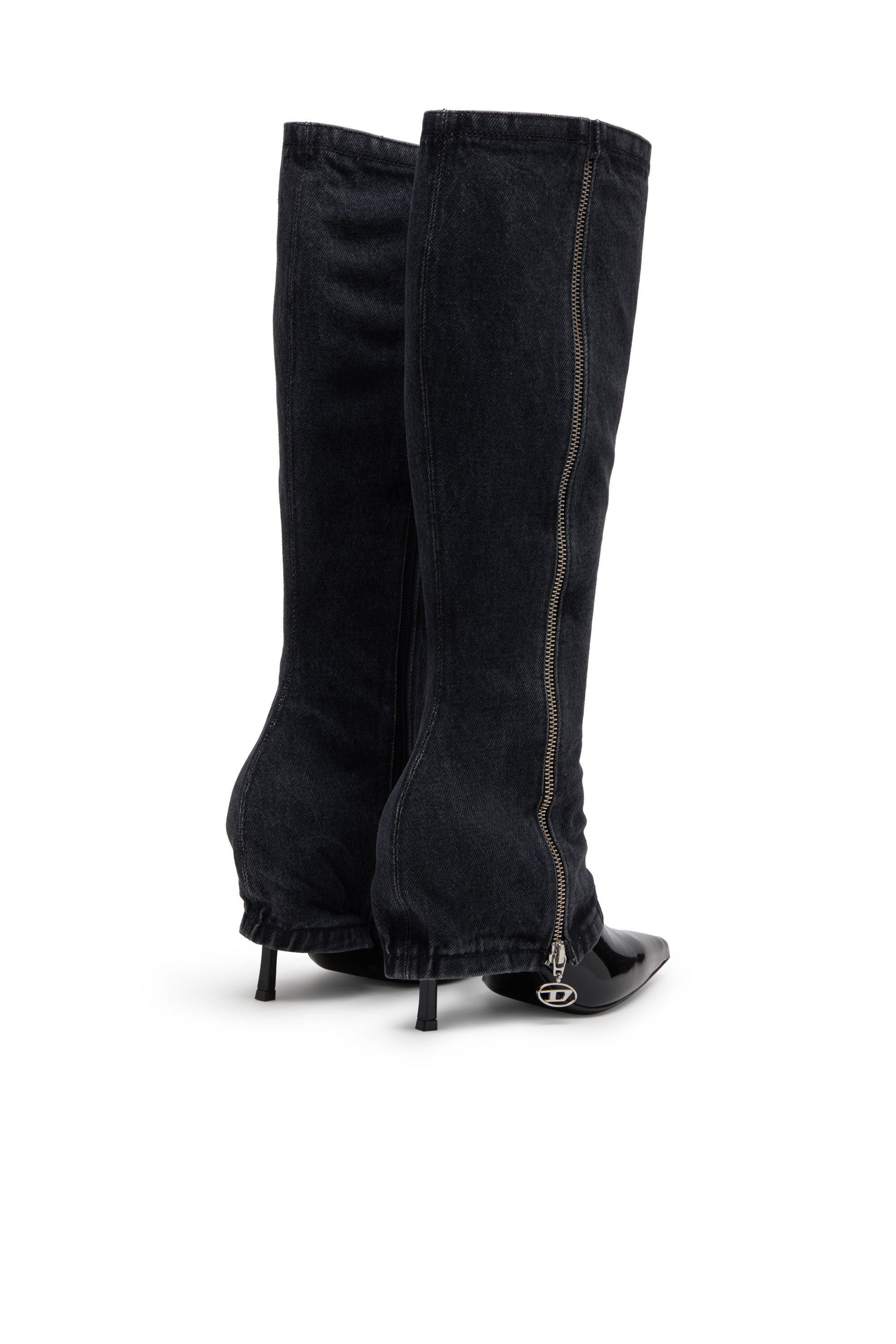 Diesel - D-VENUS TWISTED BOOT, D-Venus-Stivali al ginocchio con effetto trompe l'oeil Donna in Nero - 3