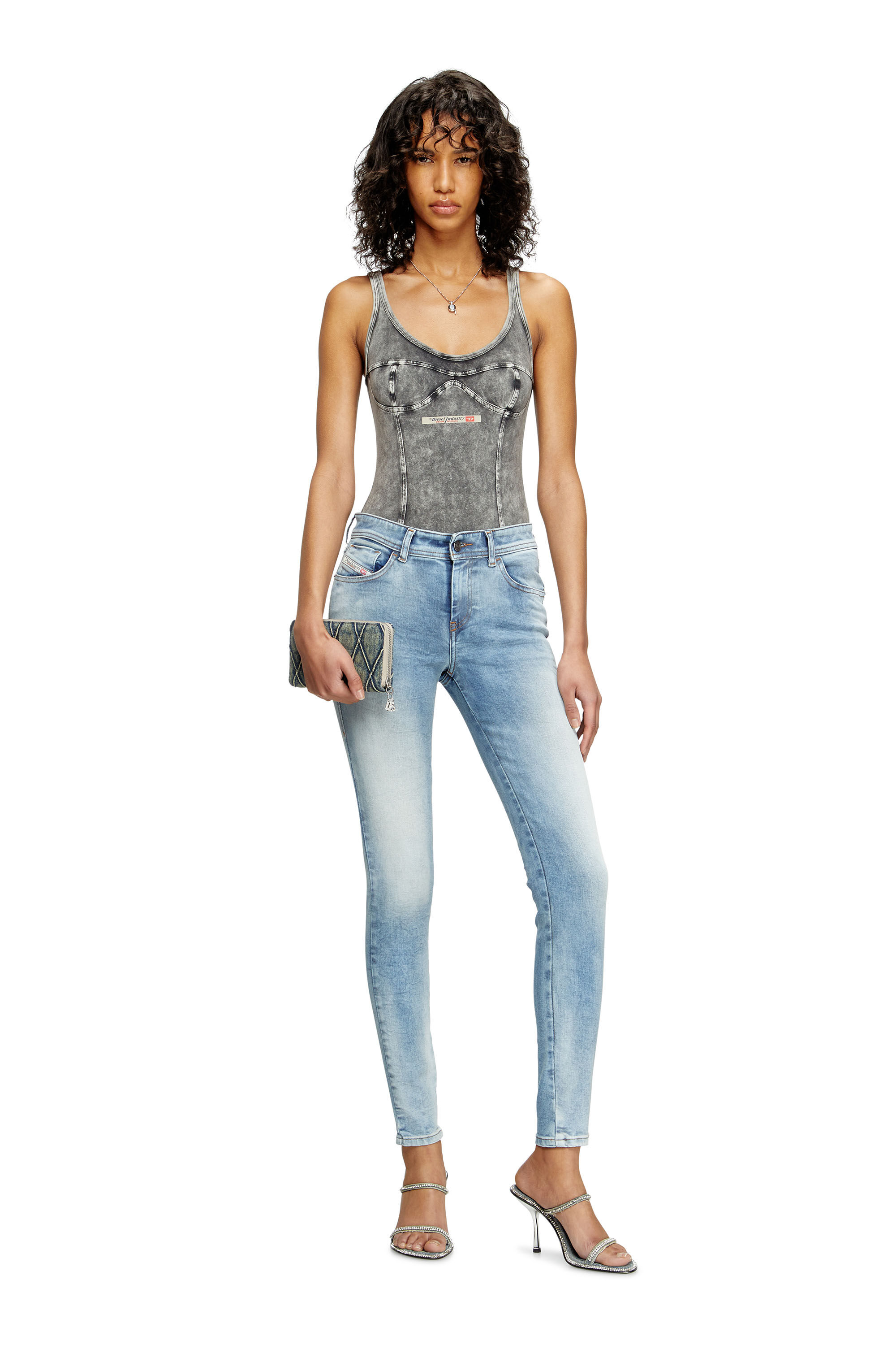 Diesel - Skinny Jeans 2017 Slandy 09K72 Donna, Blu Chiaro - Image 1