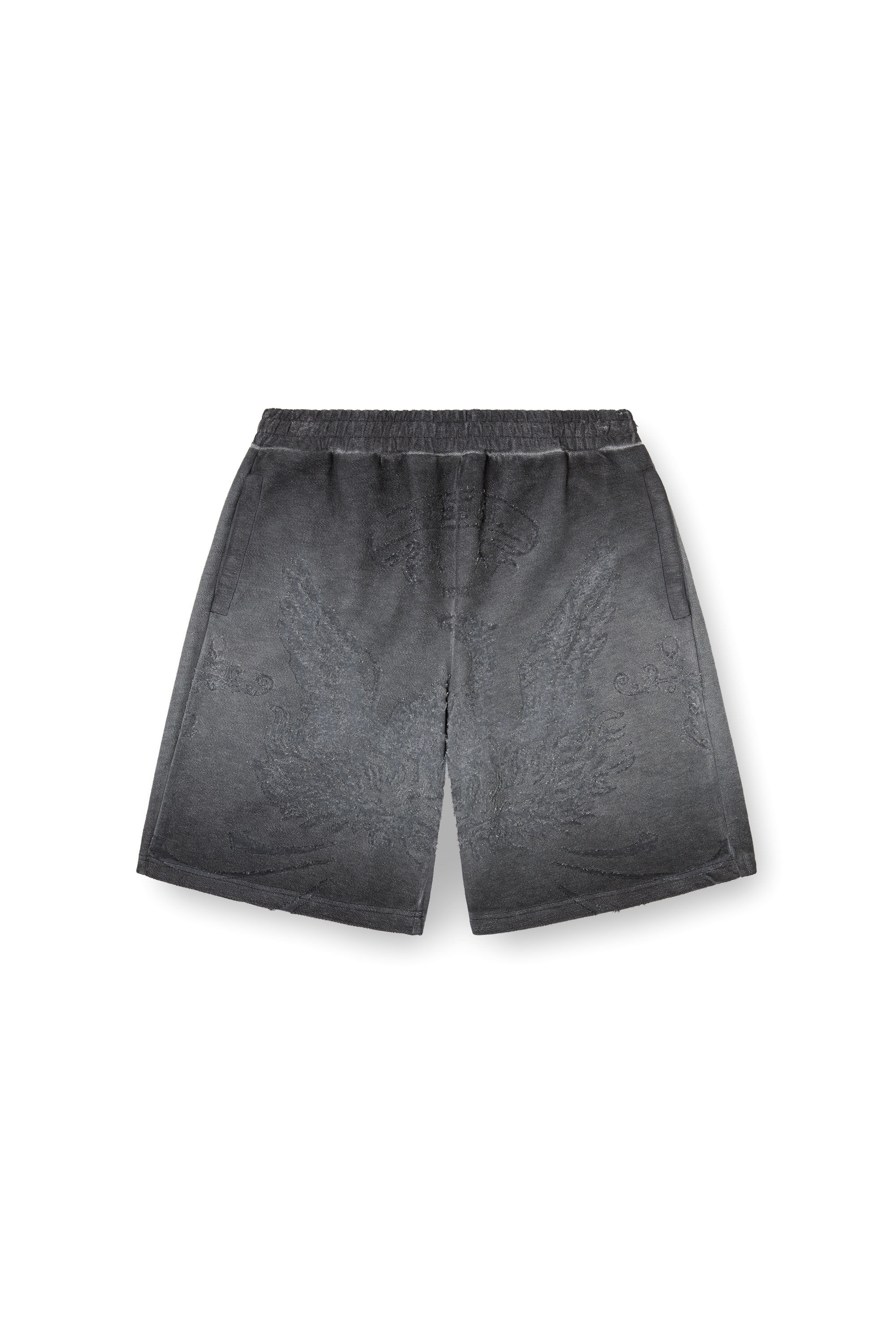 Diesel - P-CROWDE, Short in felpa con fenice dévoré Uomo in Grigio - 2