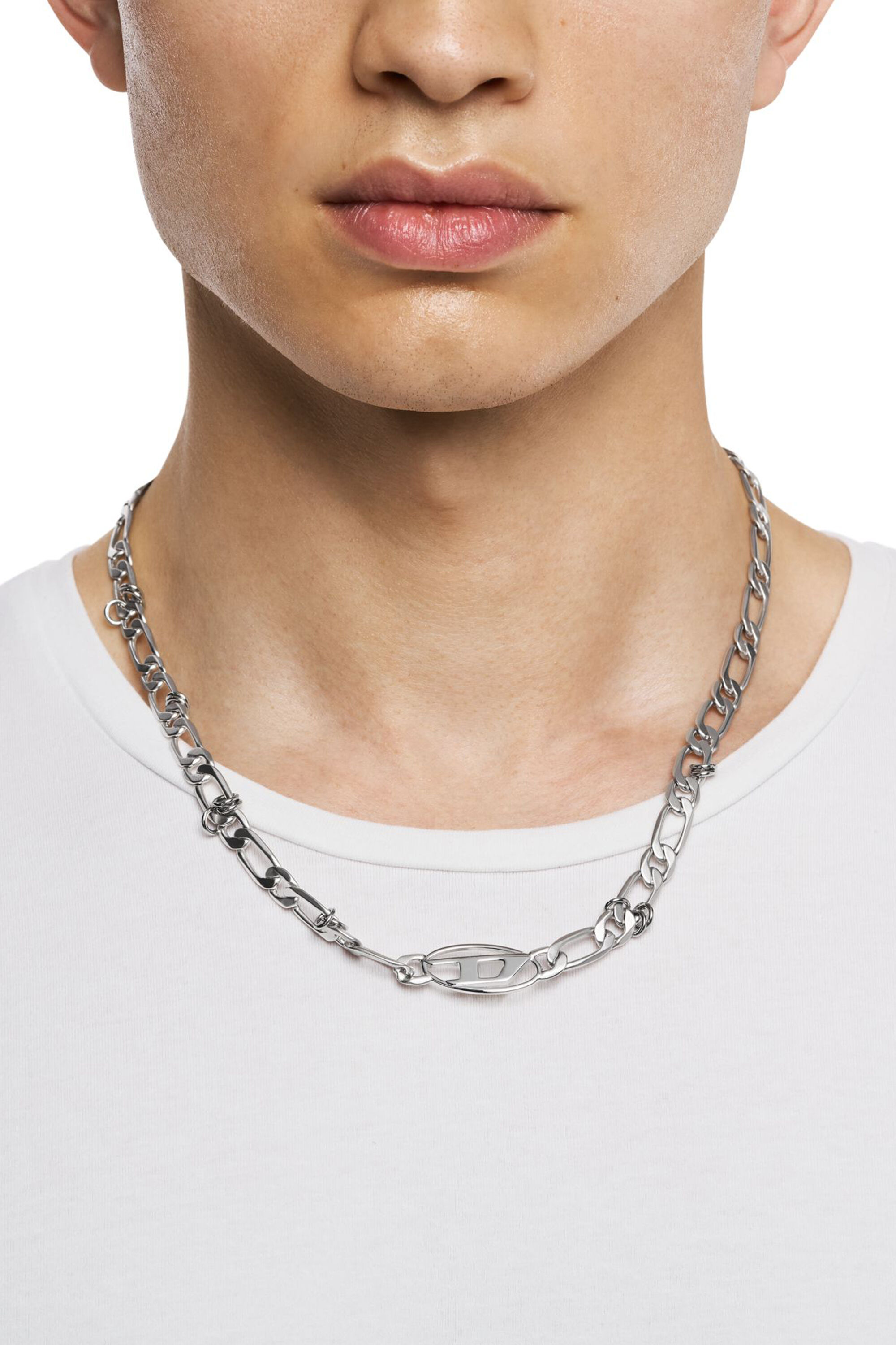 Diesel - DX1600040, Collana a catena in acciaio inox e ottone Unisex in Argento - 4