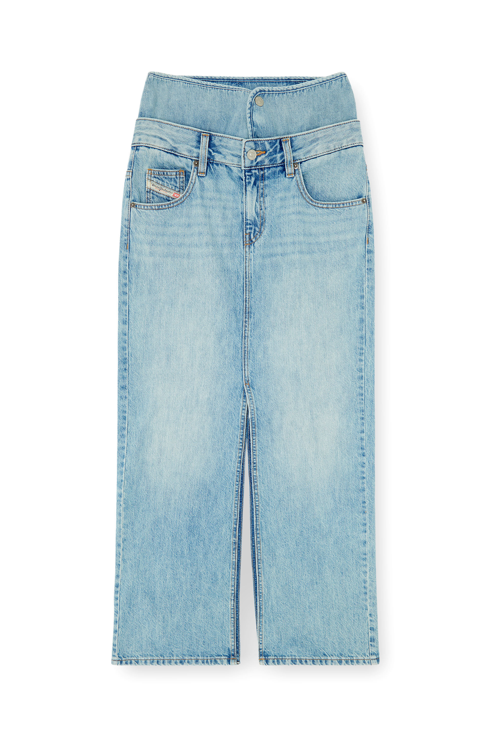 Diesel - DE-SPIVEY, Gonna maxi in denim con effetto jean‑illusion e spacchi Donna in ToBeDefined - 2