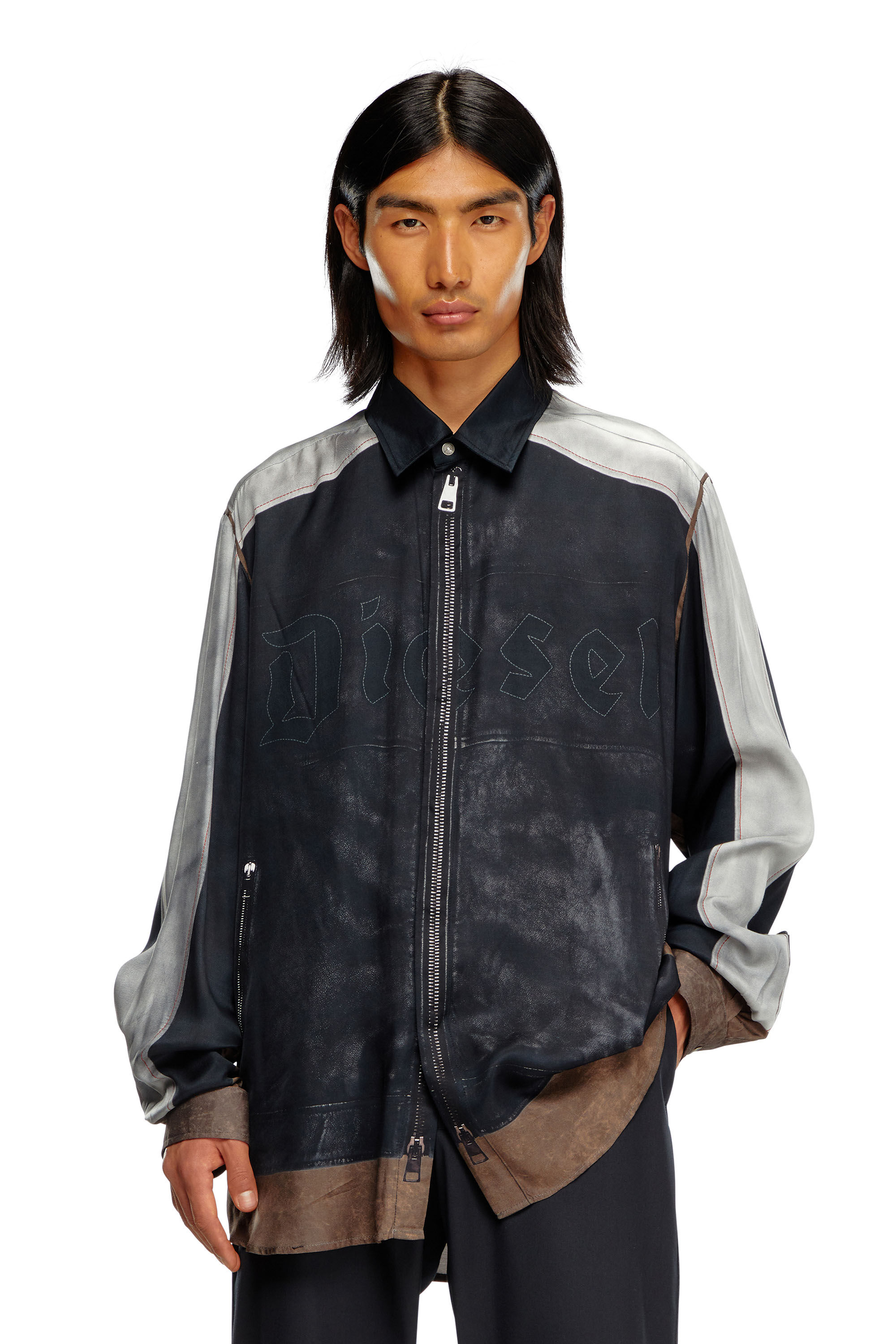 Camicia con stampa trompe l oeil Uomo Multicolor Diesel