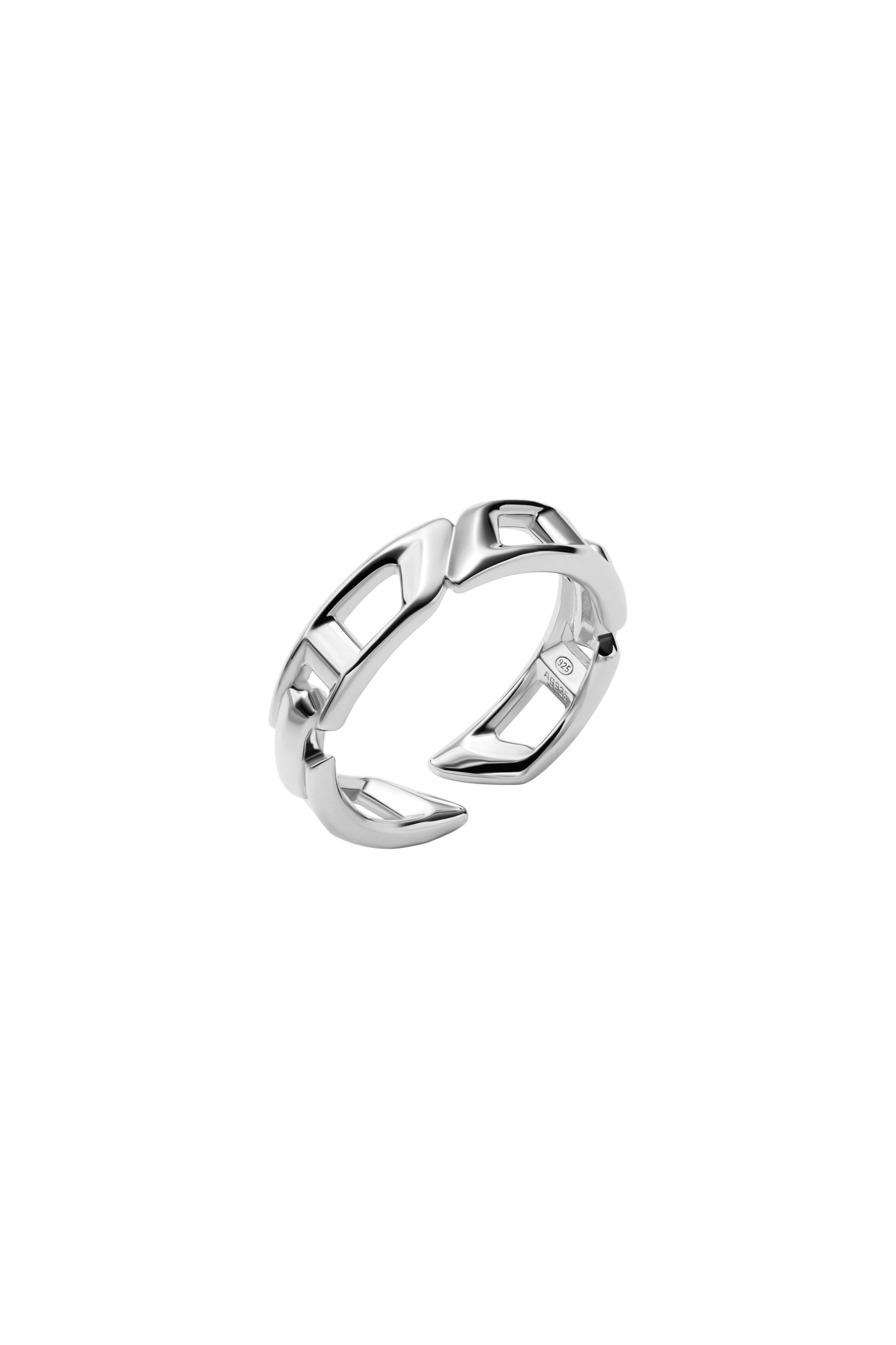 Diesel - DL1349040 STERLING SILVER JEWEL, Anello a fascia D Logo in argento sterling Unisex in Argento - 1
