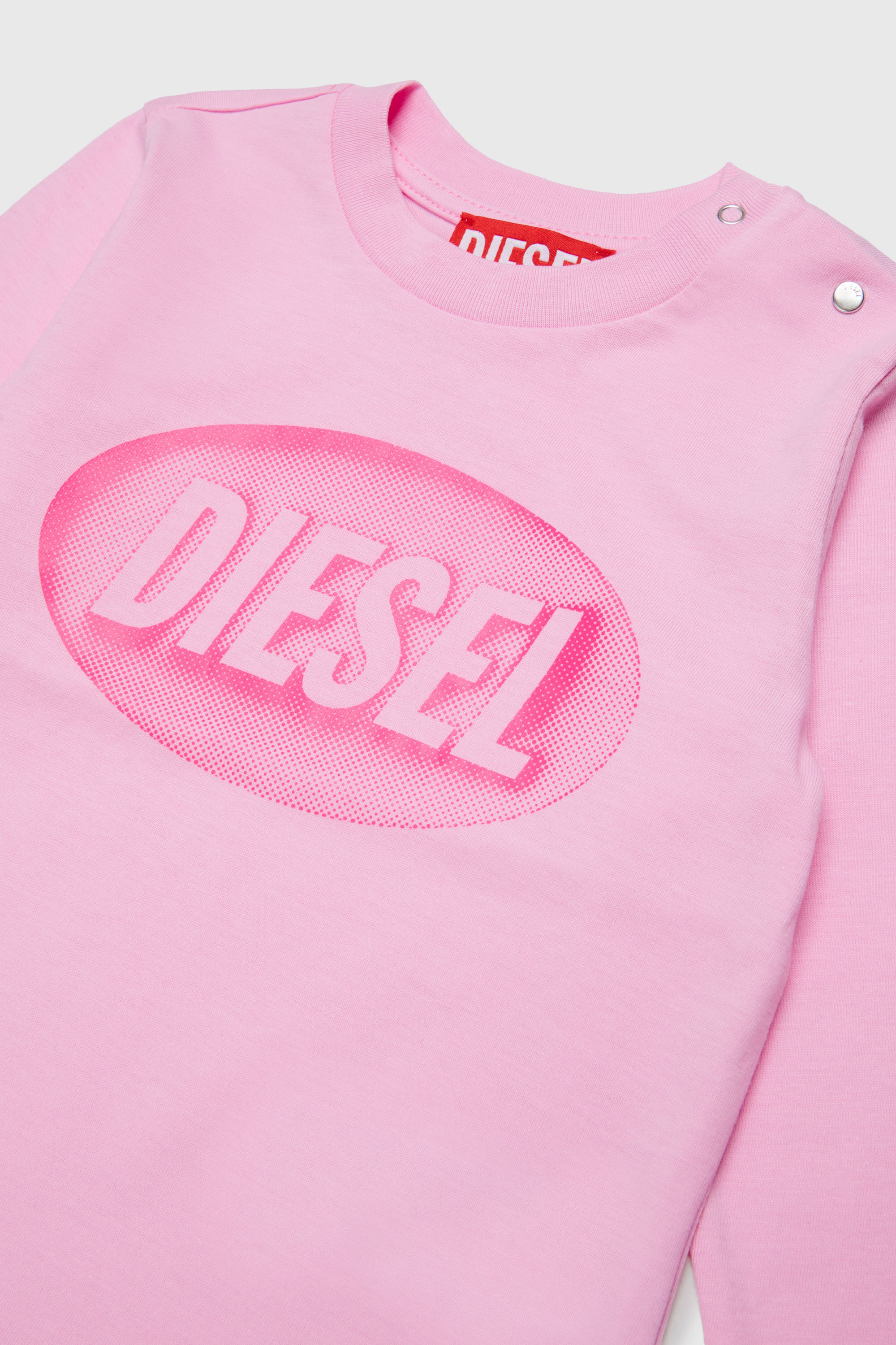 Diesel - TELMB, T-shirt in cotone con stampa logo Uomo in Rosa - 3