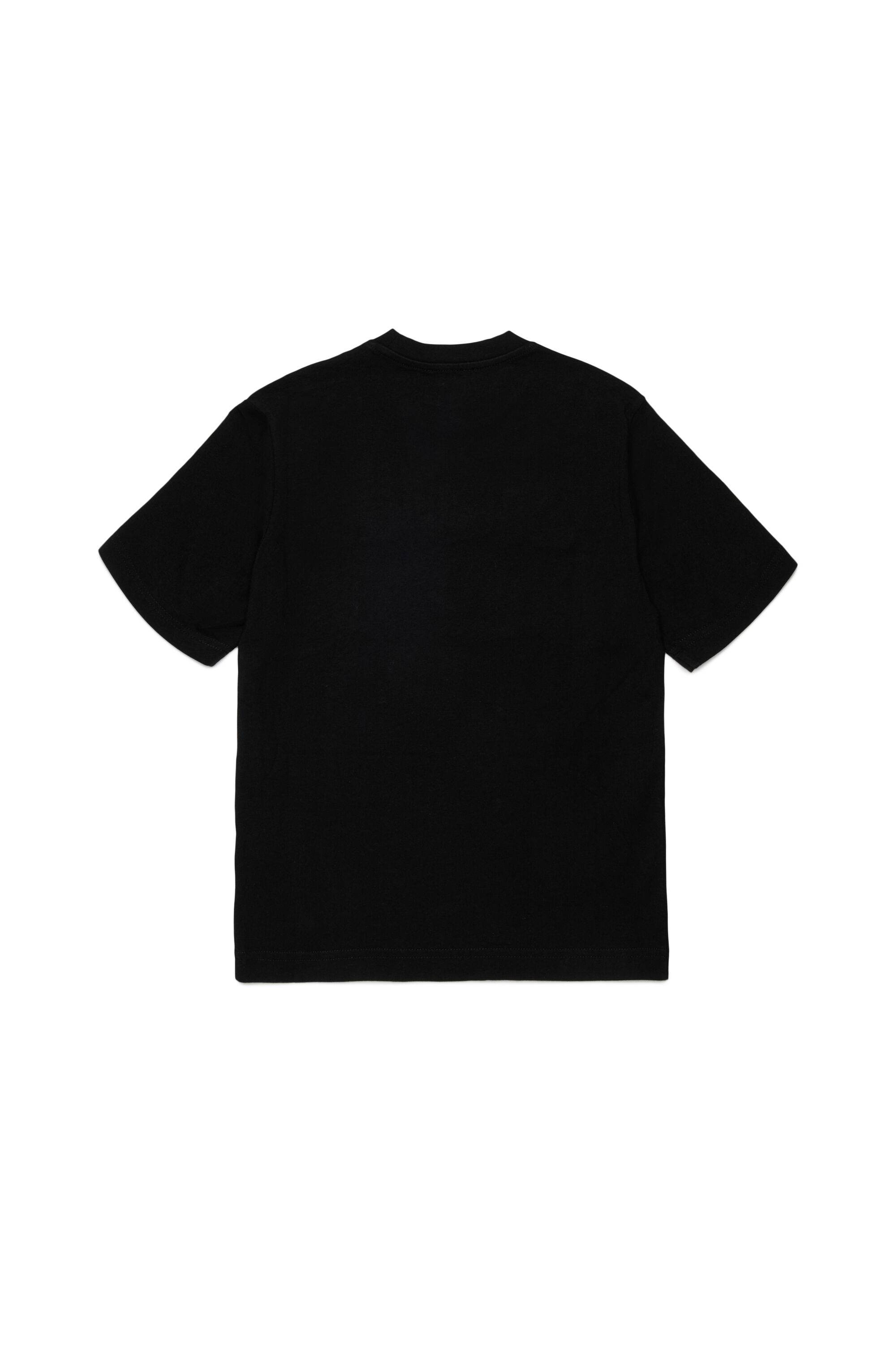 Diesel - TJEANS OVER, T-shirt in cotone con logo effetto sfrangiato Uomo in Nero - 2