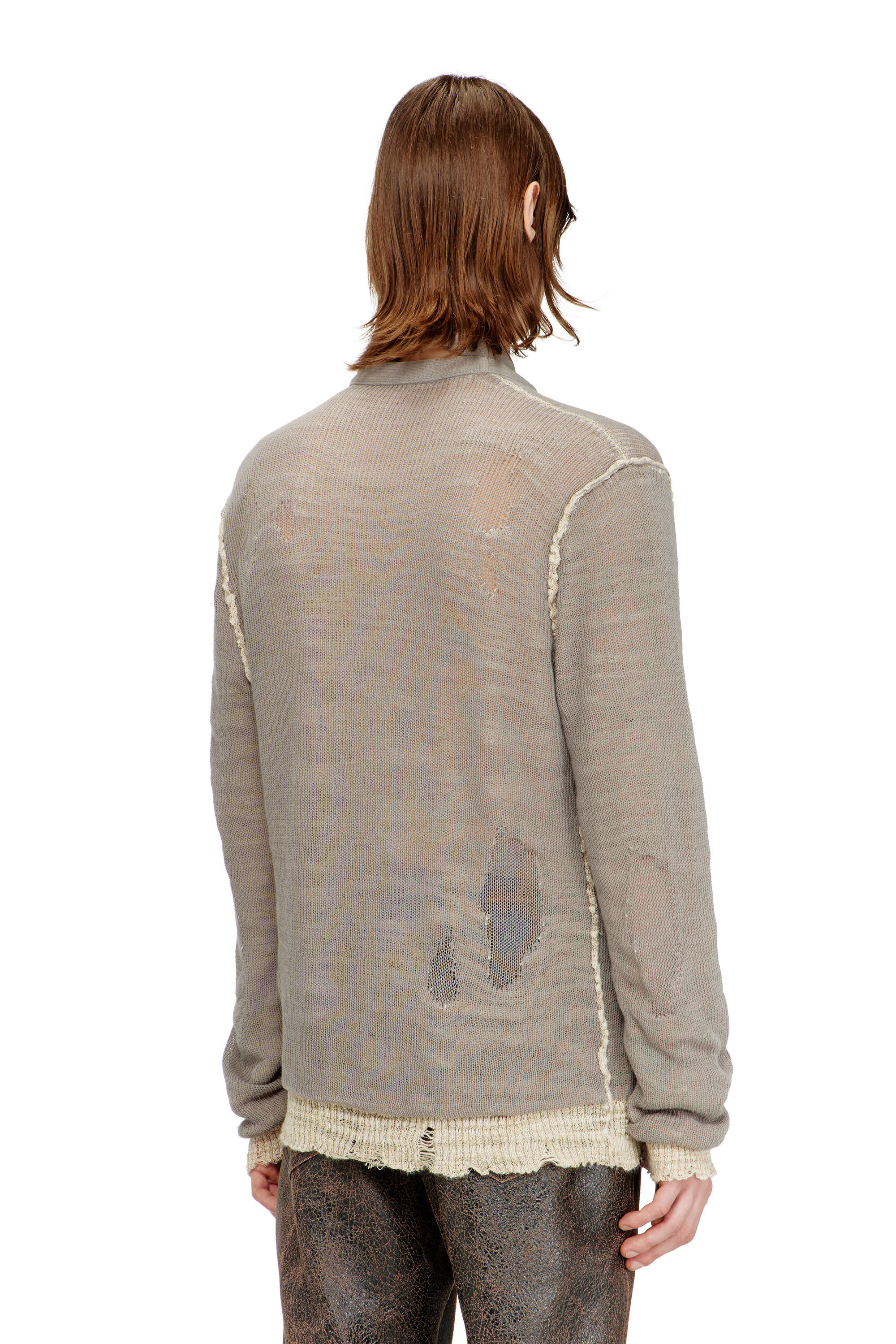 Diesel - K-DAIANERIS, Pullover distressed con cinturino biker Uomo in Marrone - 4