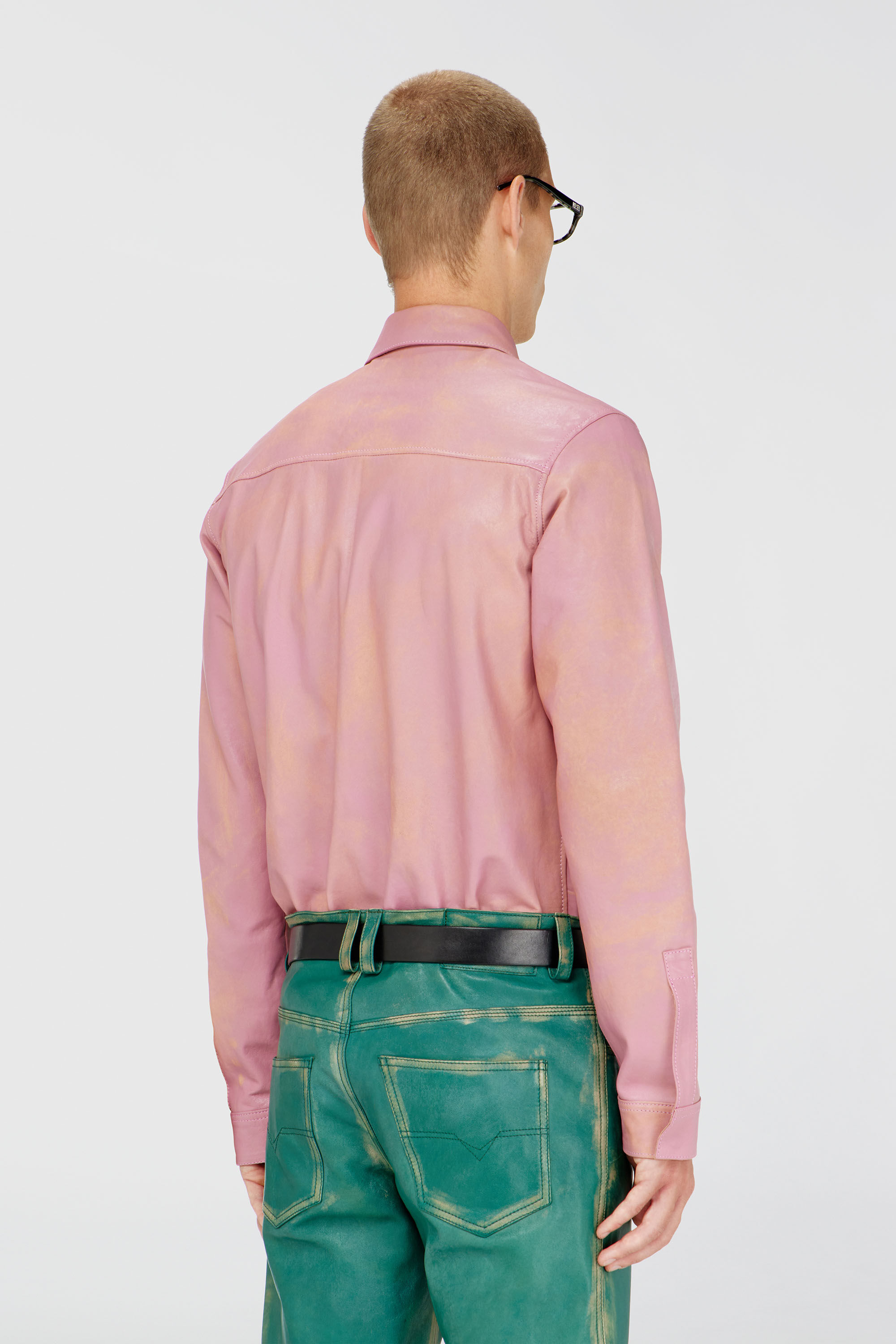 Diesel - S-CIRT, Camicia in pelle lavorata Uomo in Rosa - 4