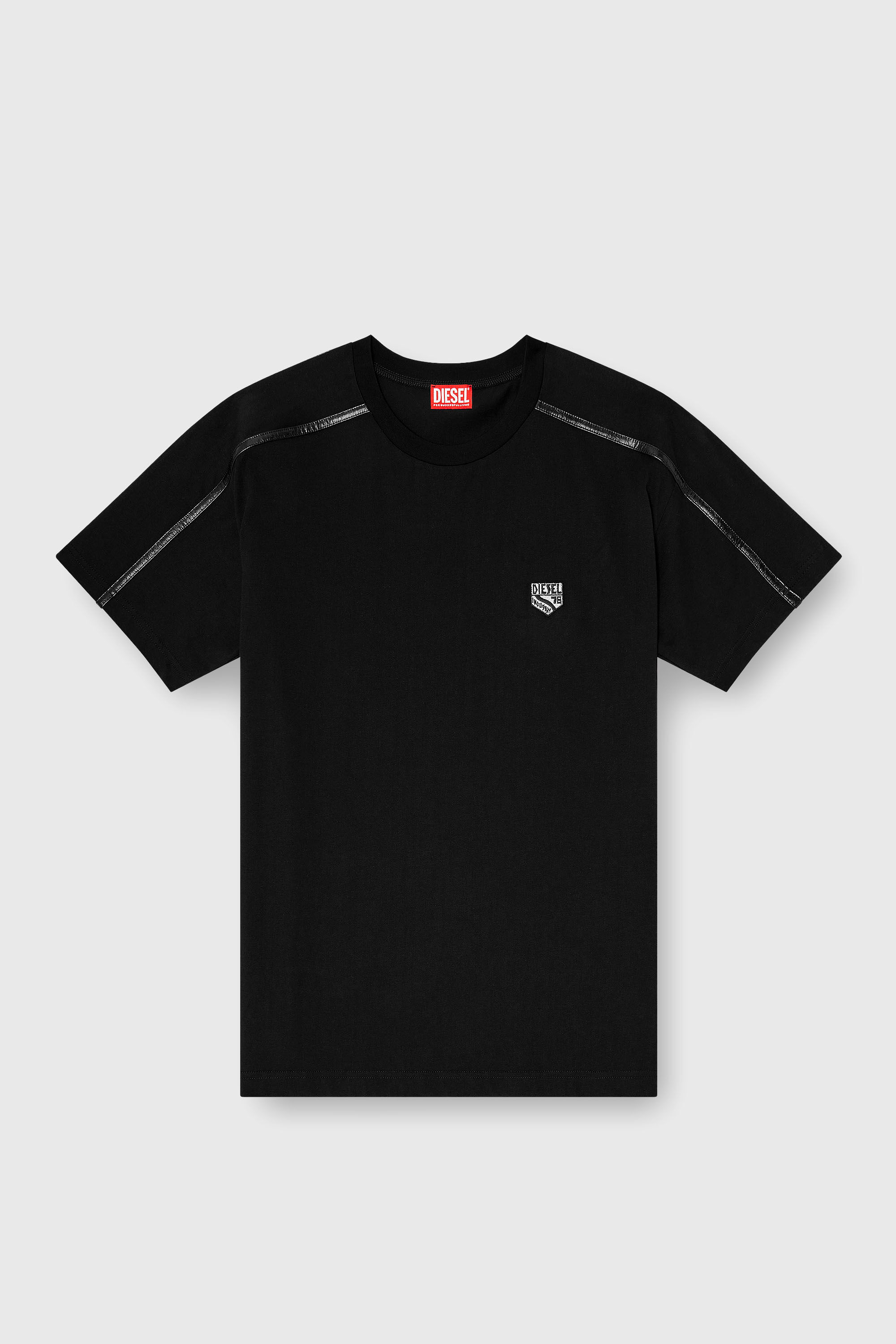 Diesel - T-NORM-FL, T-shirt con profili a contrasto e patch logo Uomo in Nero - 2
