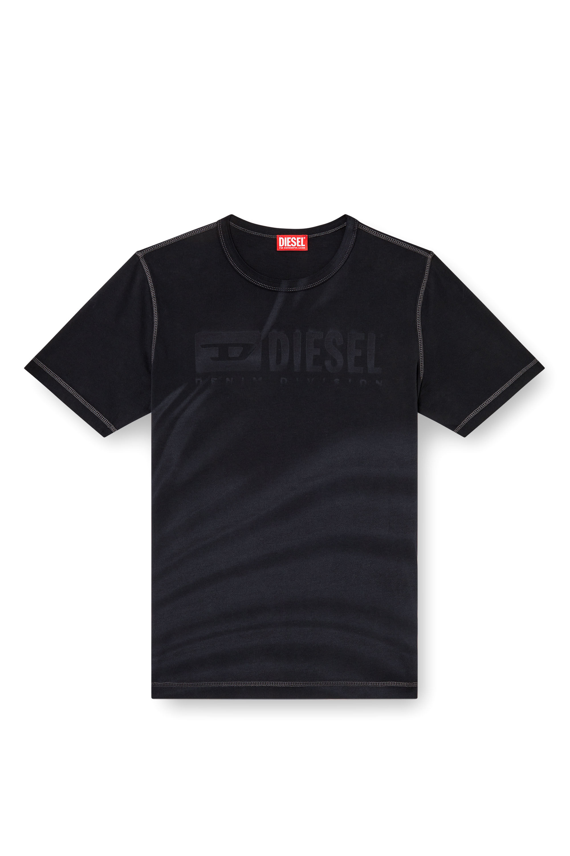 LOGO T-ADJUST-SLITS-R17 Tシャツ Men's T-shirt with tonal logo embroidery | Black | Diesel