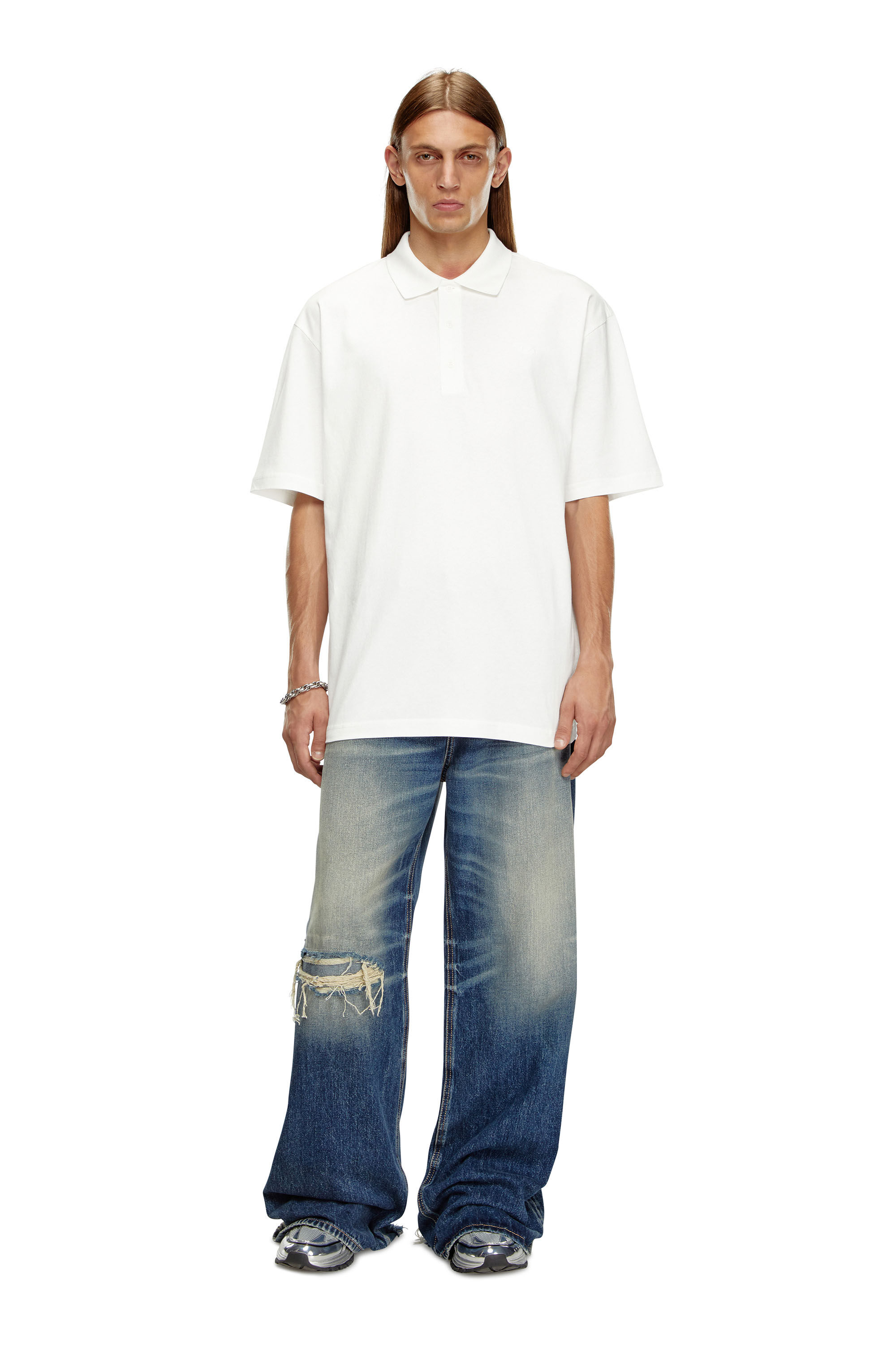 Polo uomo oversize con ricamo Oval D Diesel