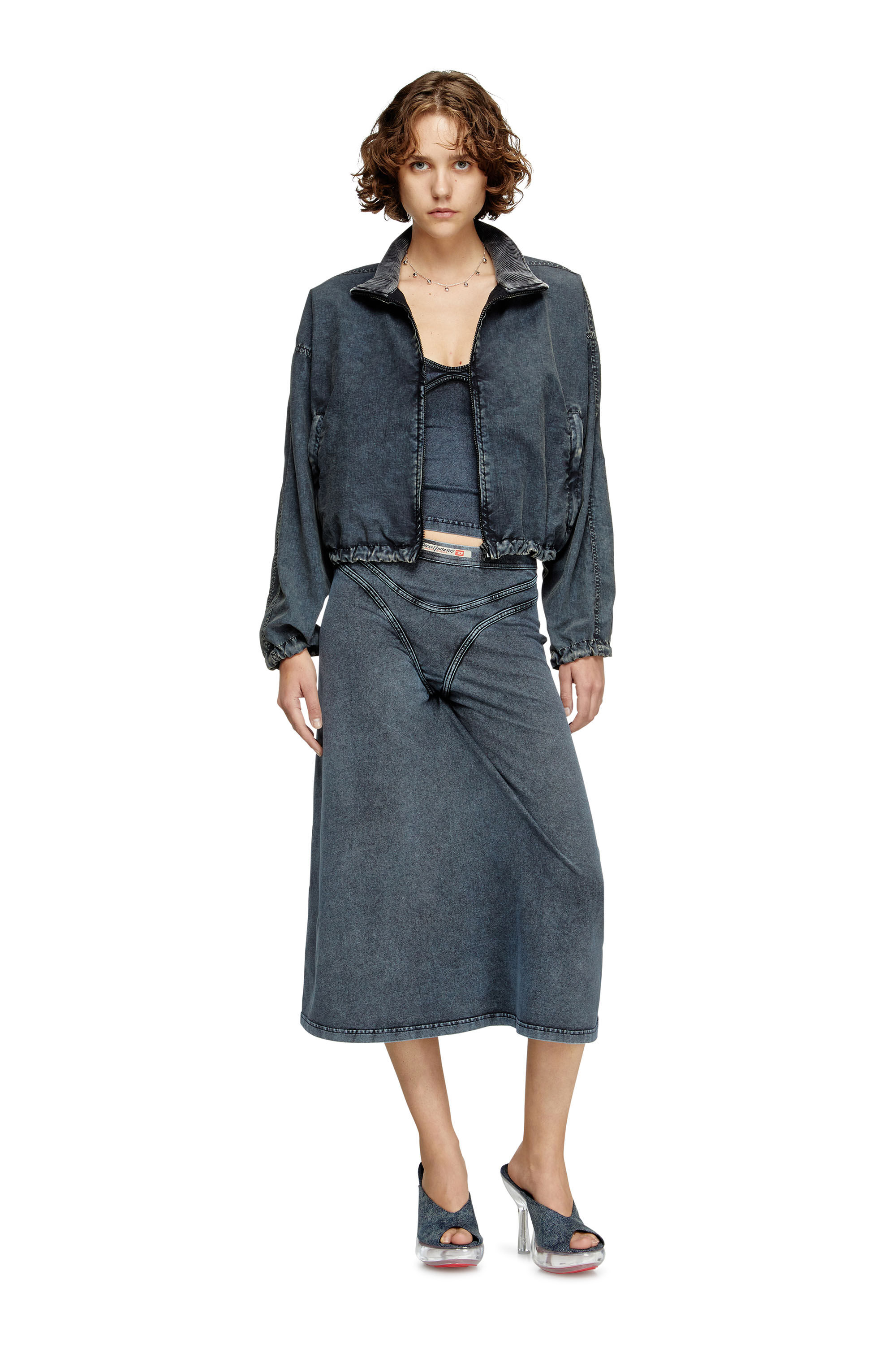 Diesel - G-LEAM-R1, Giacca corta in nylon di Taslan riciclato Donna in Blu - 1
