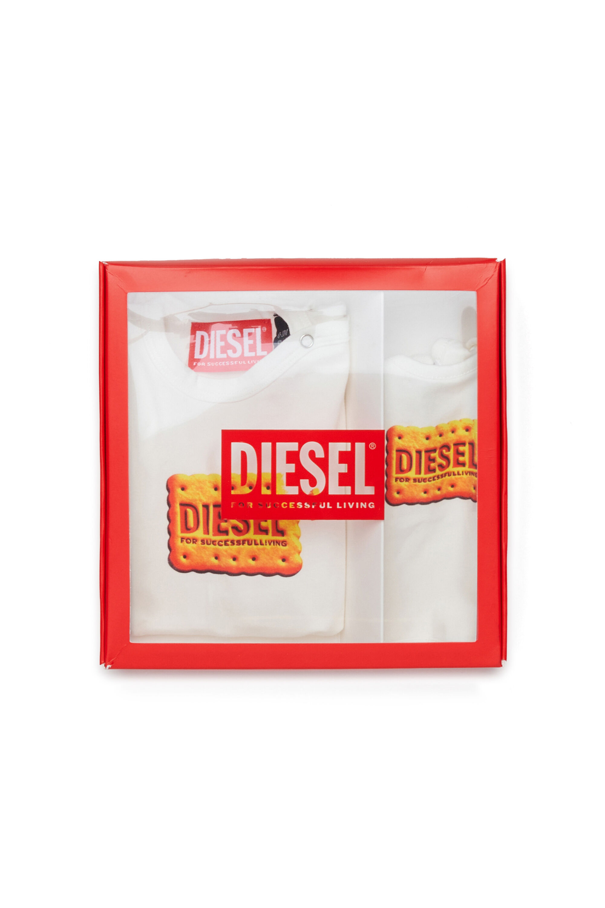 Diesel - UPPYBOX-NB, Set neonato con logo Biscotto stampato Unisex in Bianco - 4
