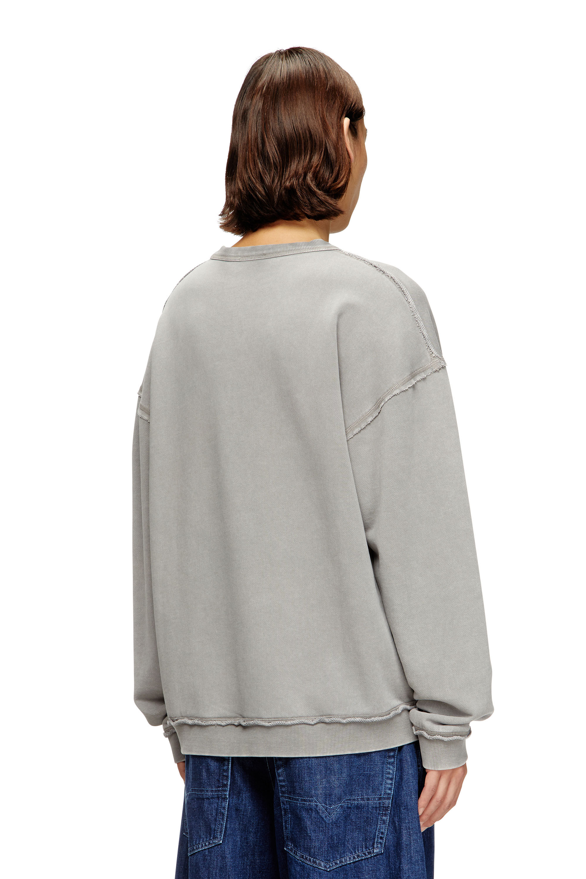 Diesel - S-BOXT-RAW-V1, Felpa in cotone con logo applicato Uomo in Grigio - 4