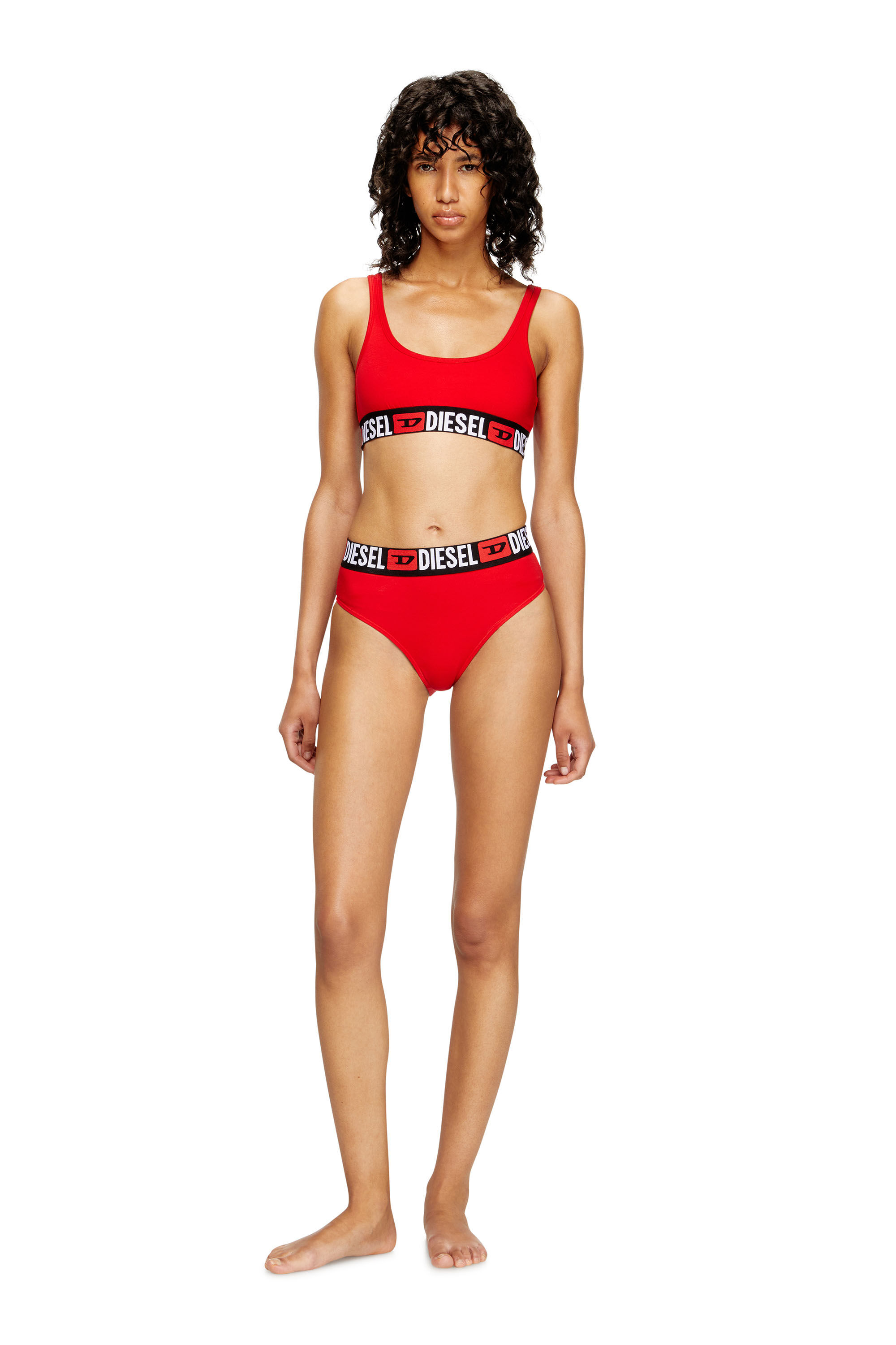 Diesel - UFSB-ORIBA, Bralette con fascia logata Donna in Rosso - 1
