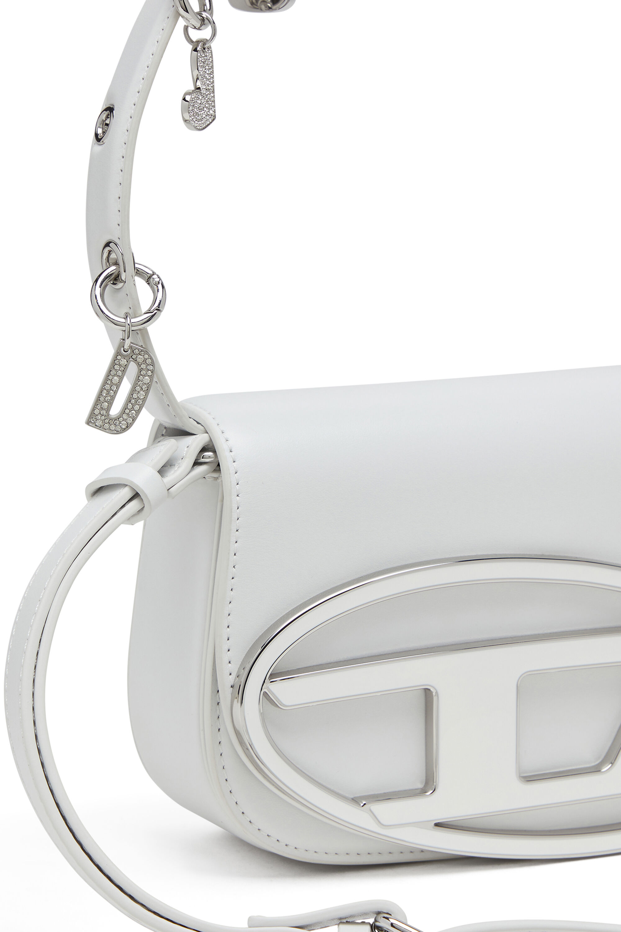 Diesel - 1DR, Woman's 1DR -Iconic shoulder bag in leather with handle charms in White - 5