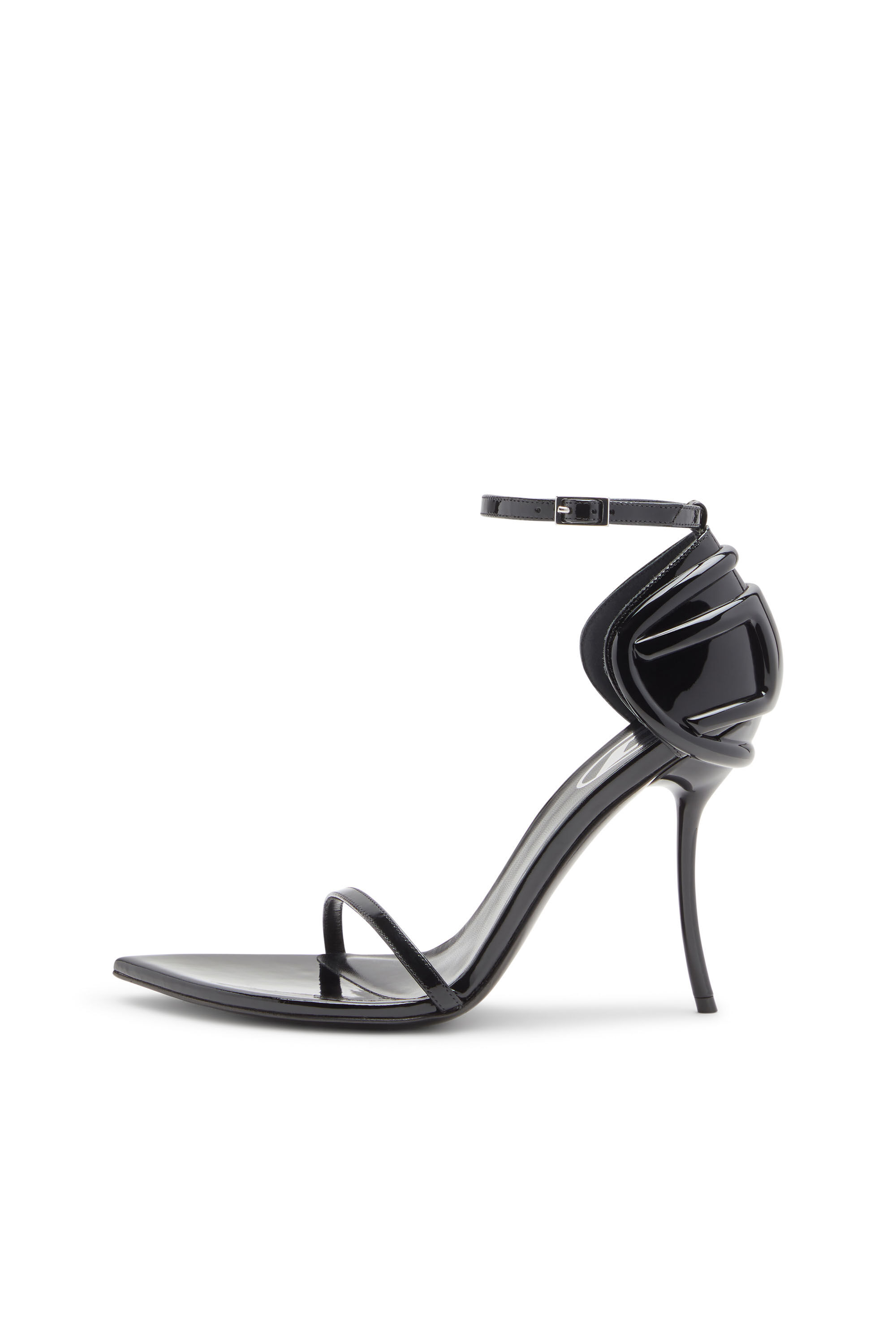 Diesel - D-TEN&HALF SANDAL, D-Ten&Half-Sandalo a stiletto in vernice e raso Donna in Nero - 7