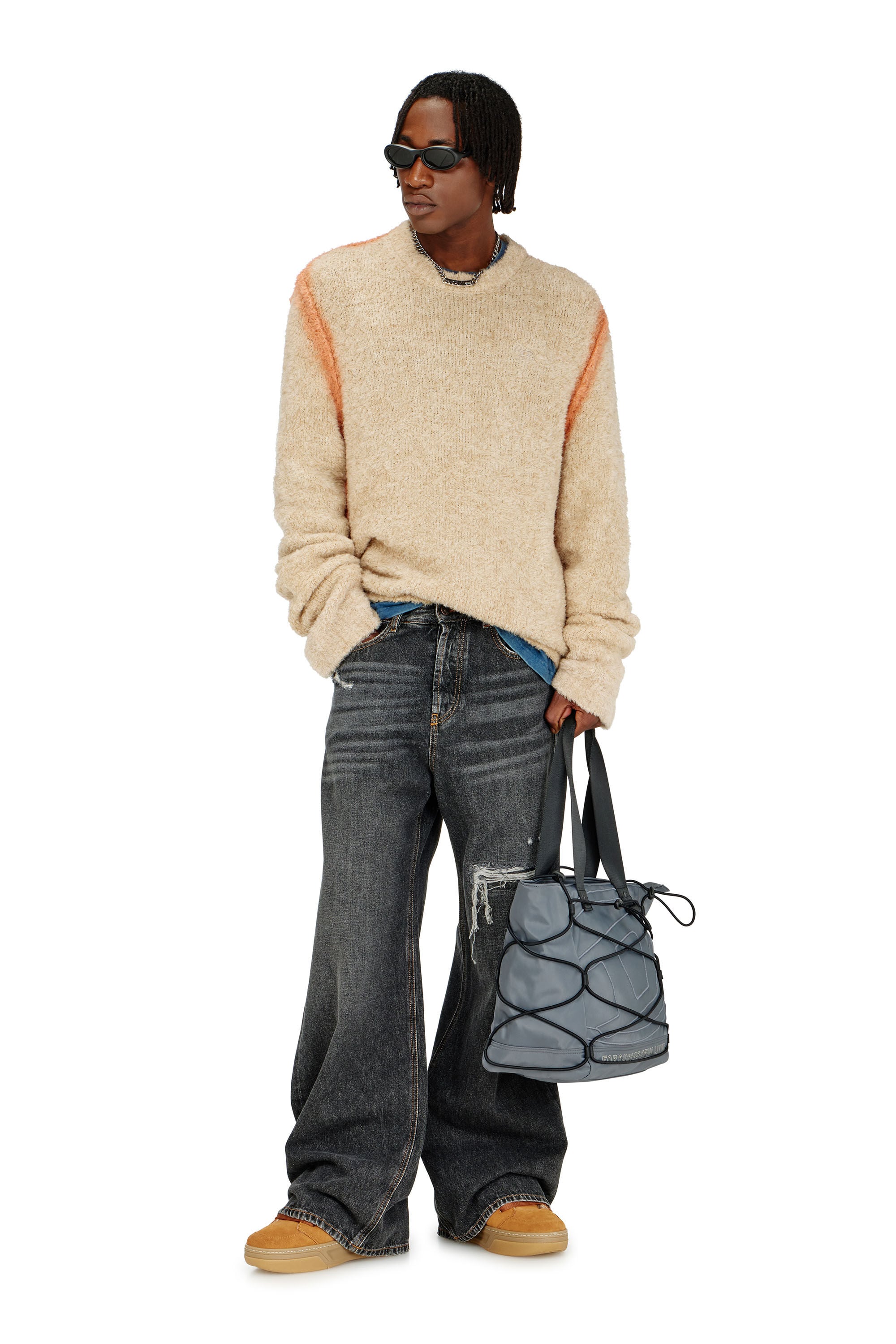 Diesel - Relaxed Jeans D-Rise 007DN Uomo, Nero/Grigio scuro - Image 1