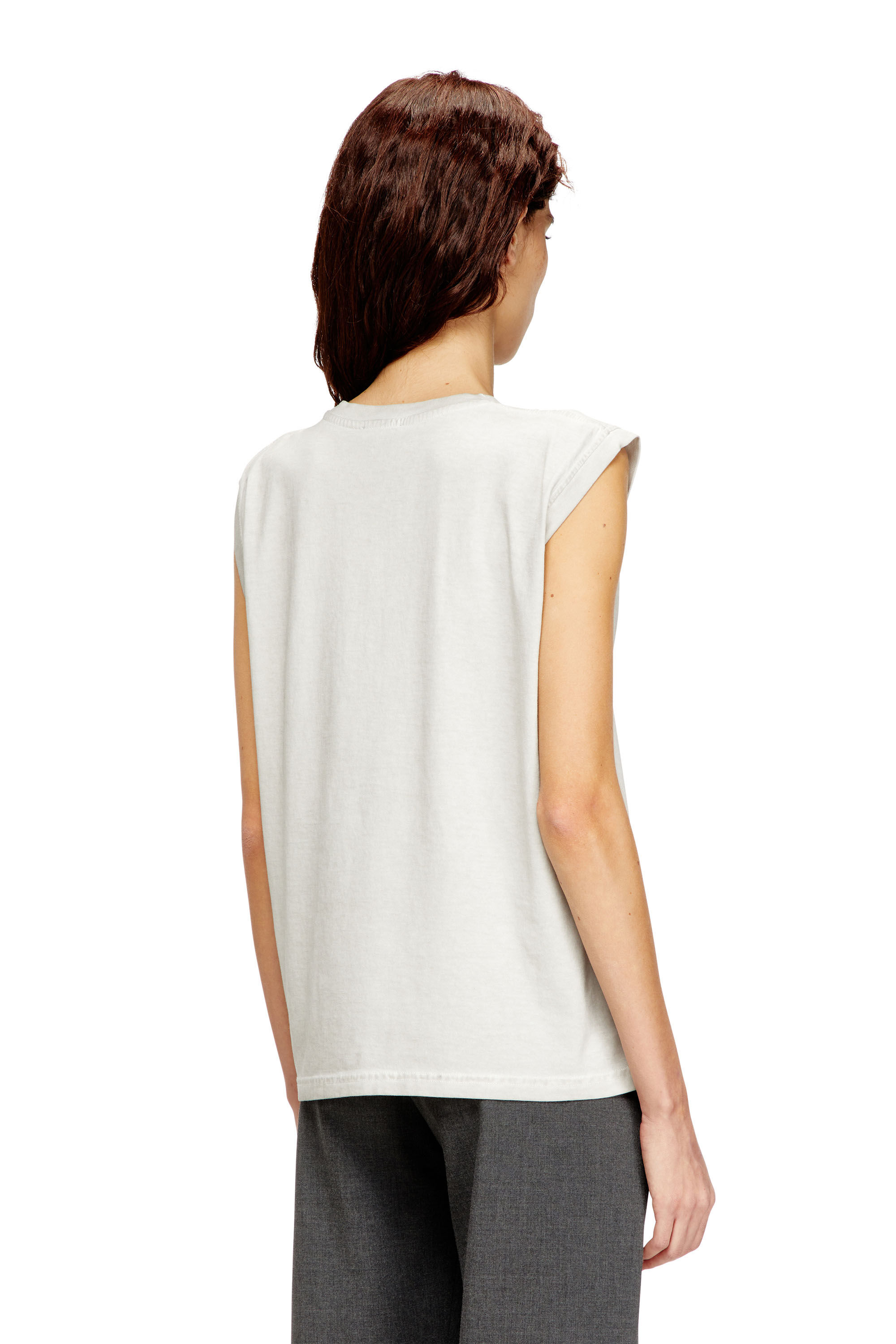 NYDJ Blusa Senza Maniche Donna Con Pieghe | Colletto Coreano E Retro Smerlato | Tessuto Georgette Leggero