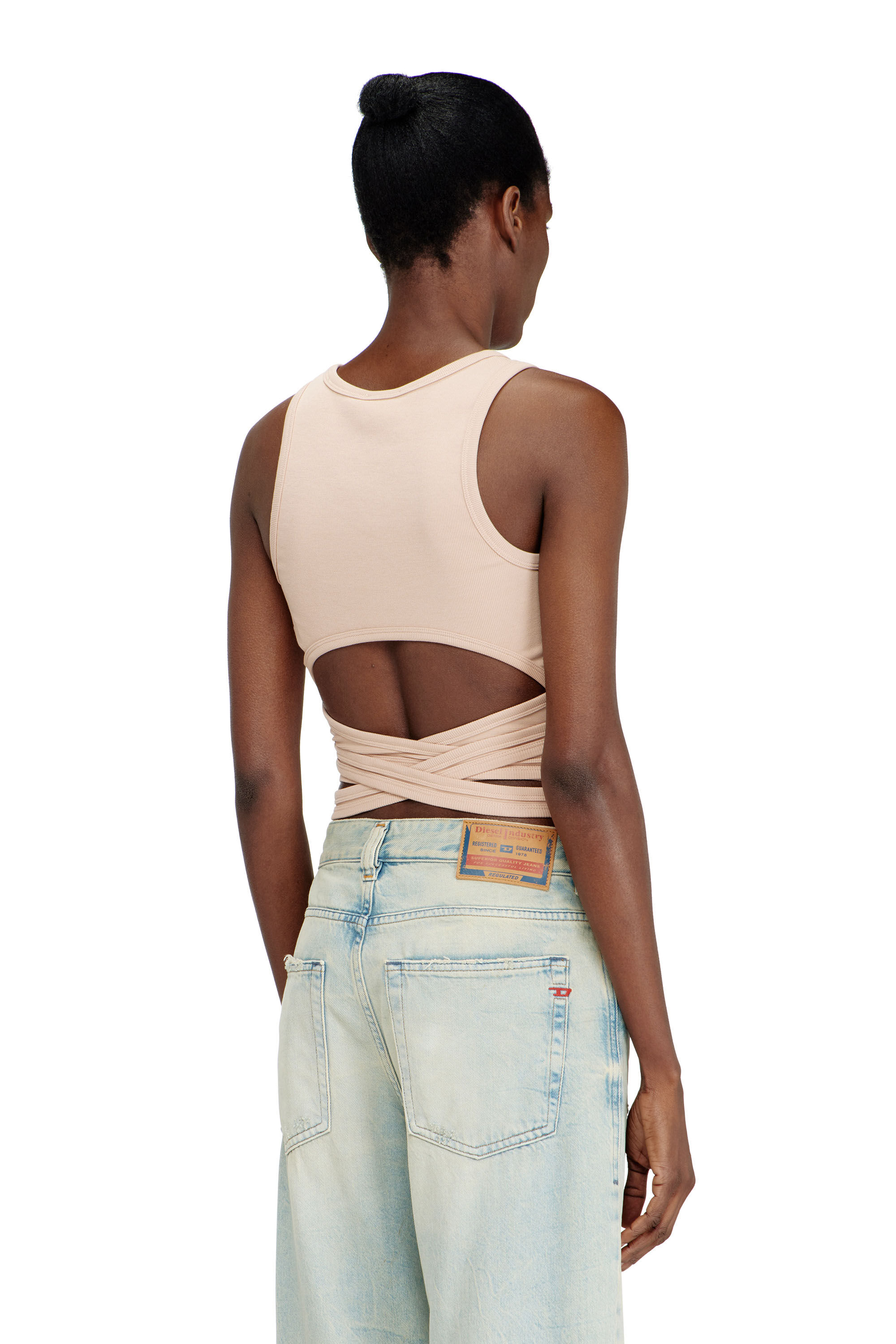 Diesel - T-ANKY-TAIL-S1, Crop top con design avvolgente Donna in Rosa - 3