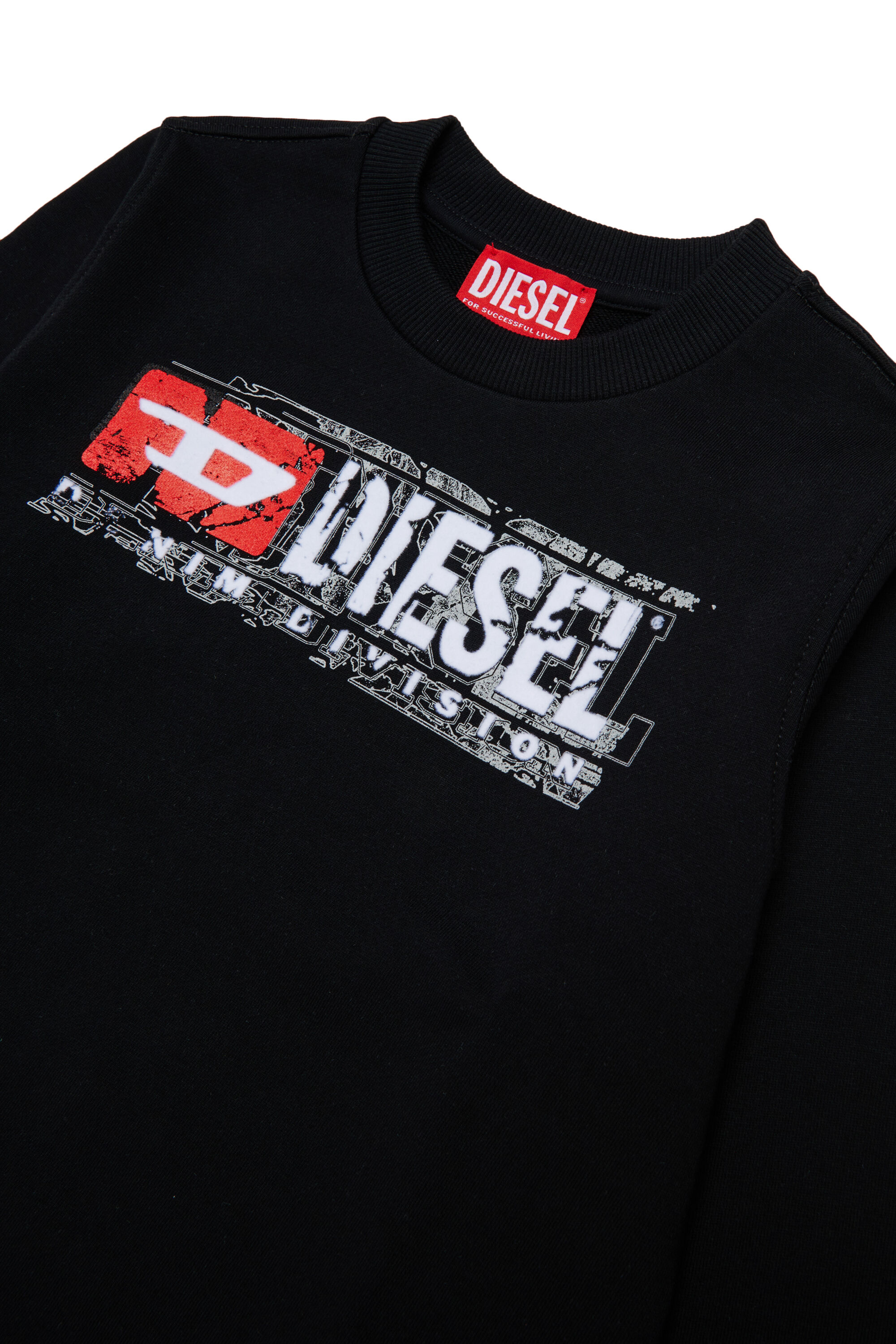 Diesel - SLOMIX, Felpa con logo effetto distressed Uomo in Nero - 3