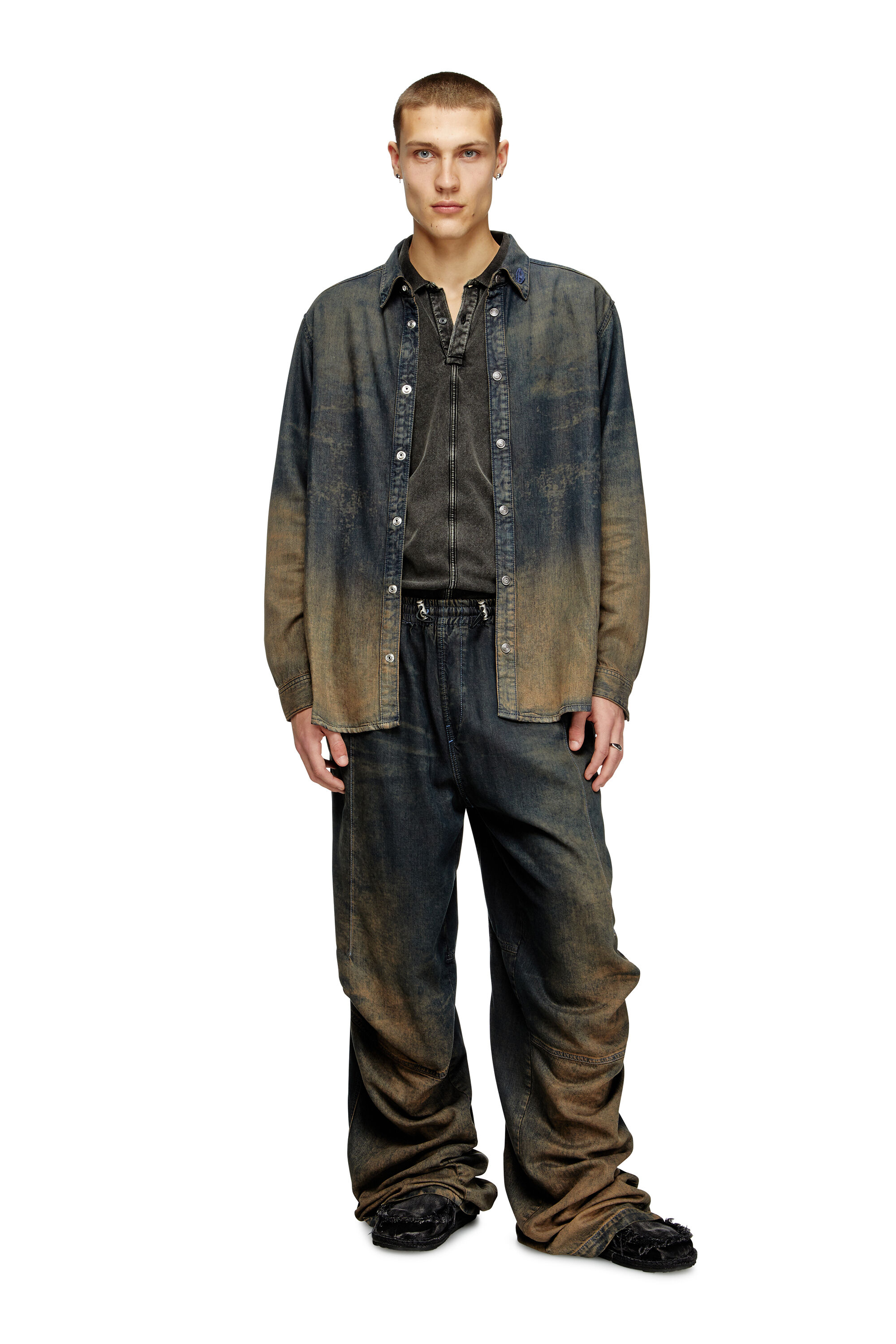 Diesel - D-SIMPLY-S8, Camicia in denim fluido dégradé Uomo in Blu - 1