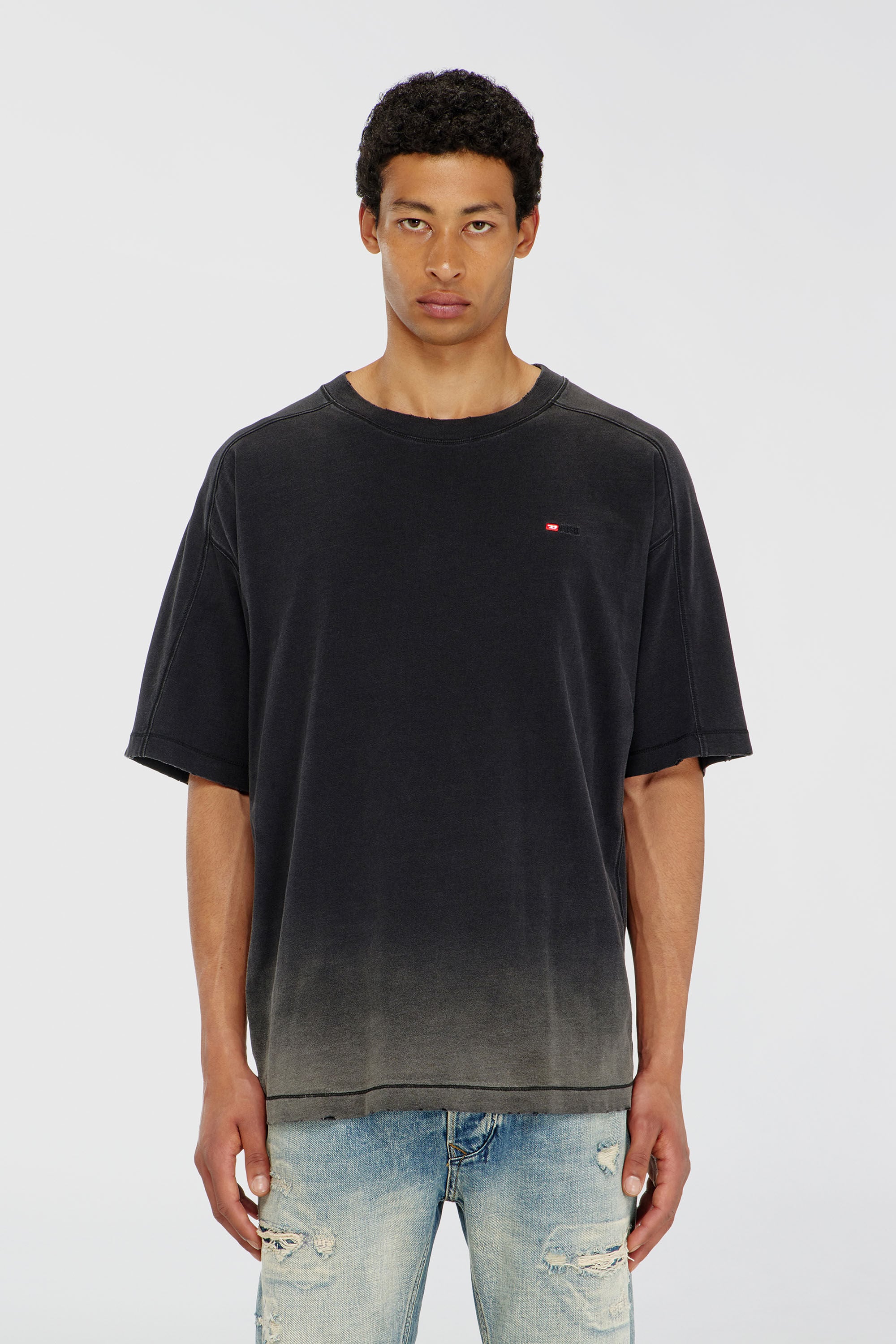 Diesel - T-CROX, T-shirt in cotone effetto sfumato Uomo in Nero - 5