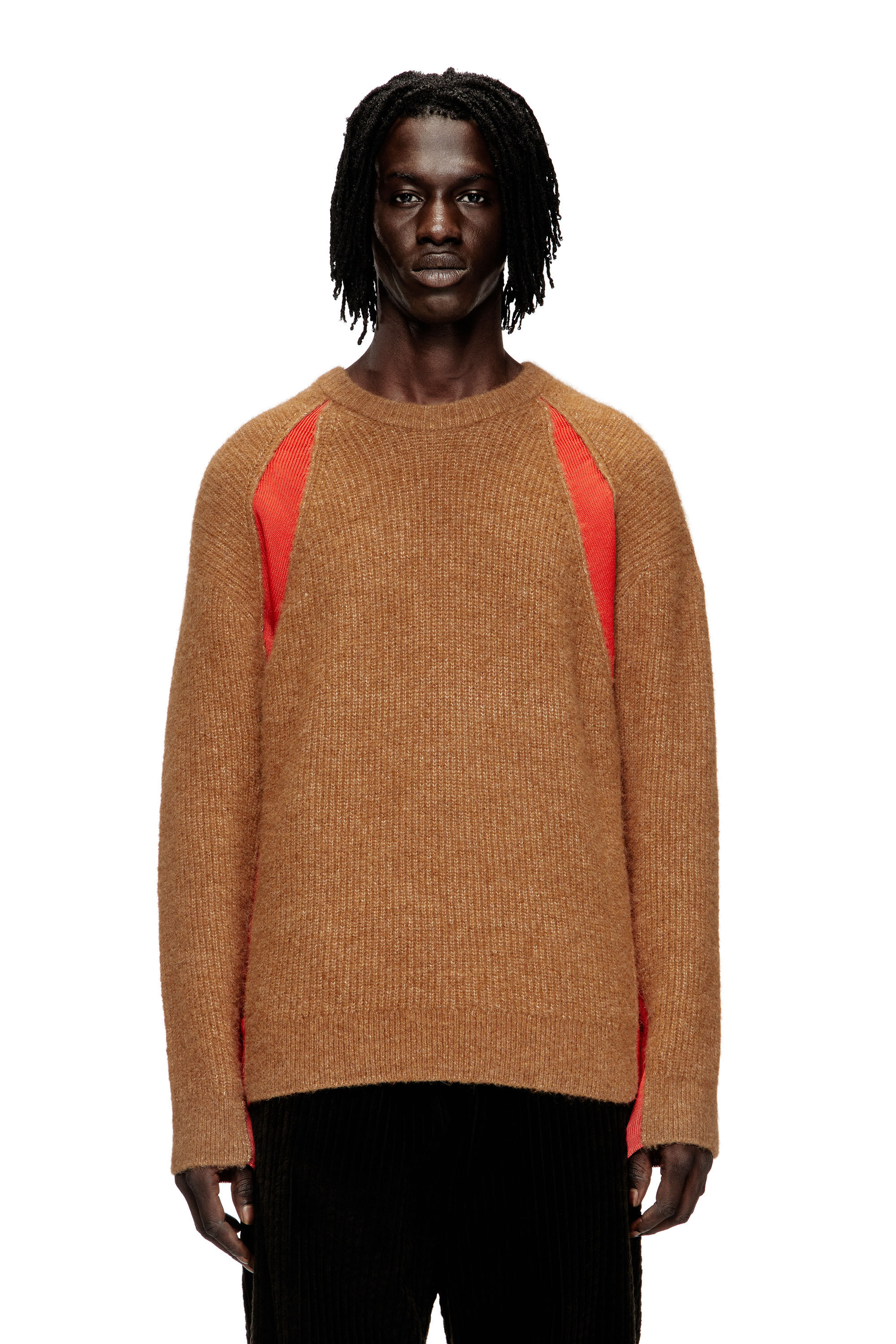 Diesel - K-LOLLO, Maglia misto alpaca con inserti a contrasto Uomo in Marrone - 3