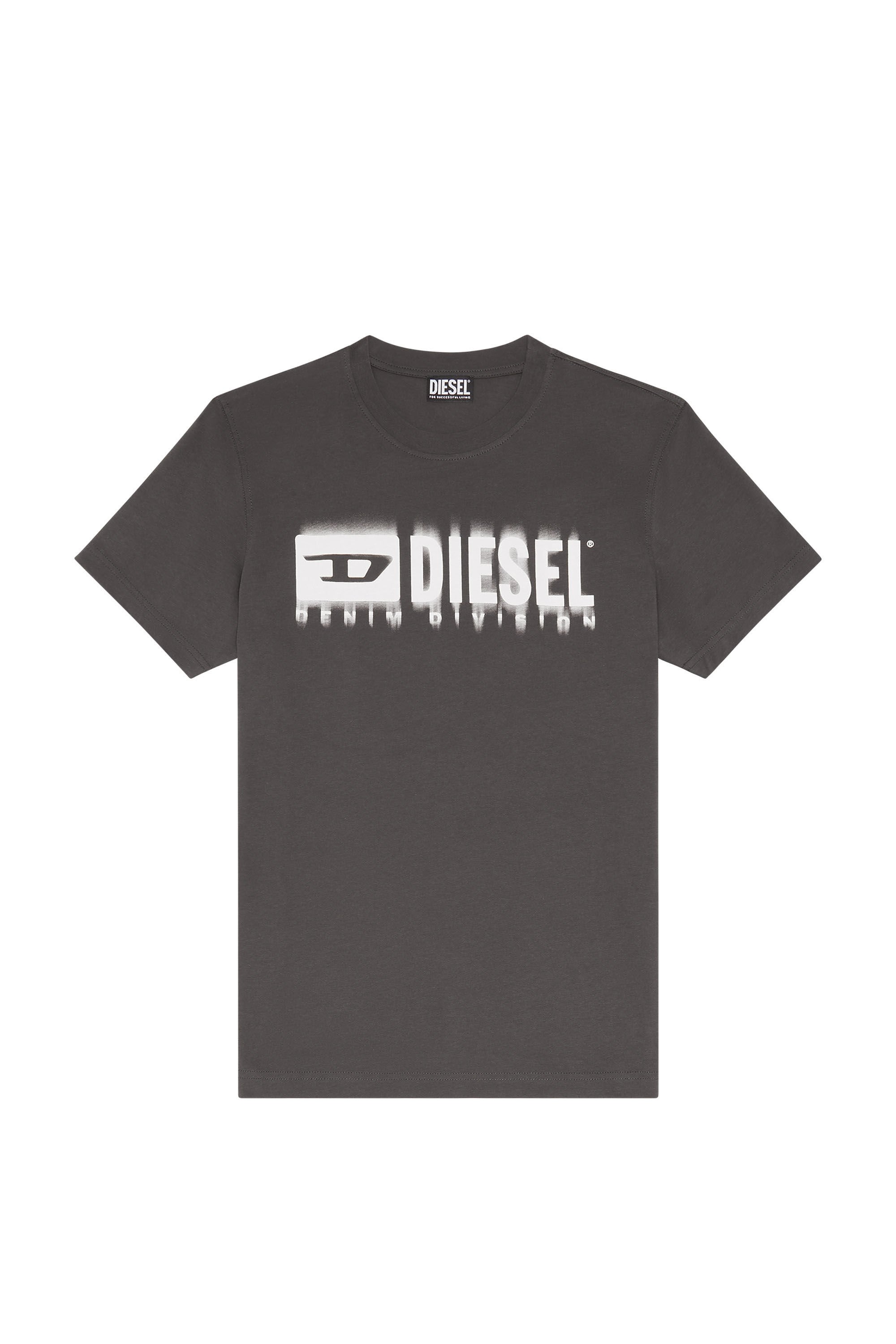 Diesel - T-DIEGOR-L6, Man T-shirt with smudged logo print in Grey - Image 2
