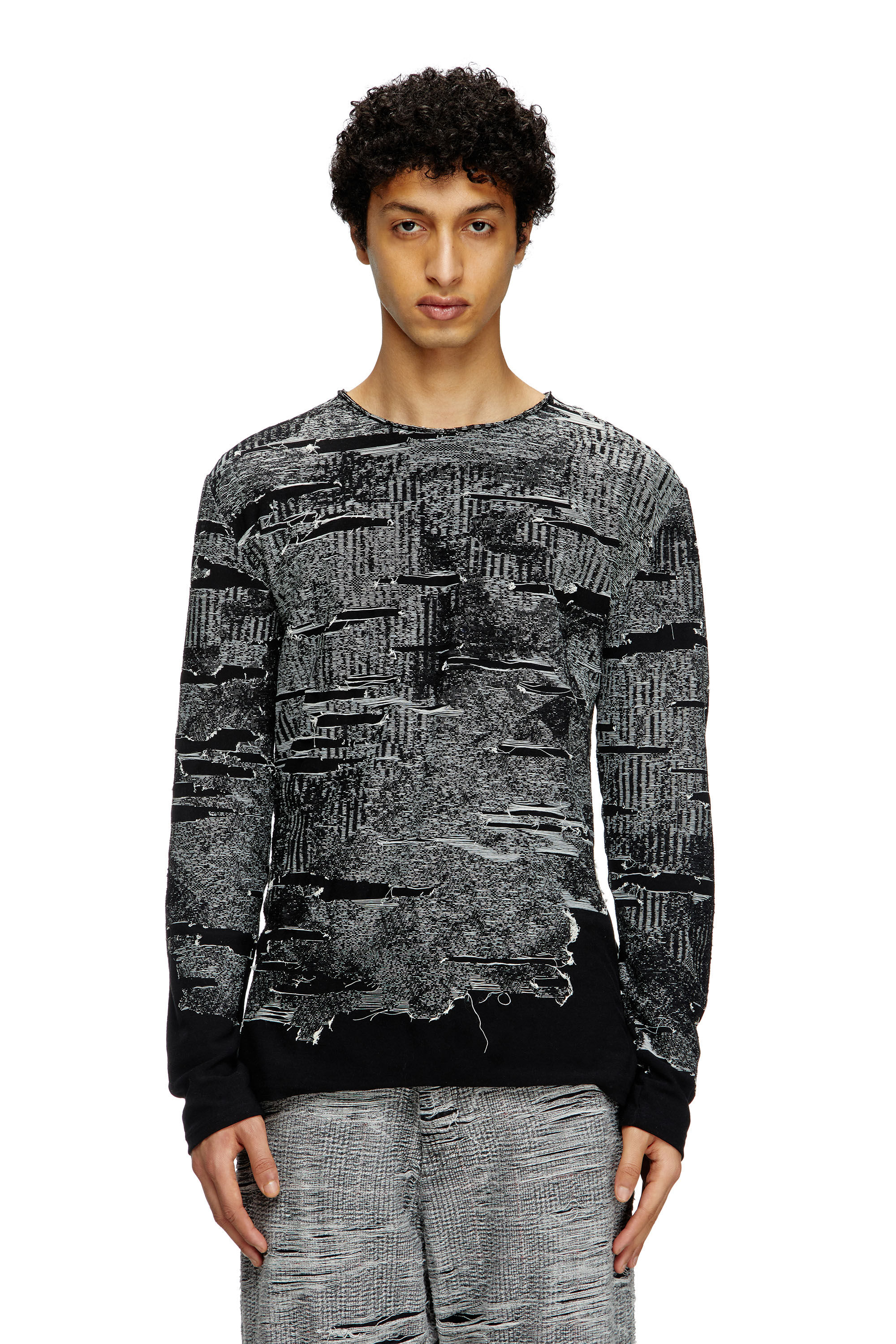 Diesel - K-CADMO, Maglia con effetto distressed Uomo in Nero - 3