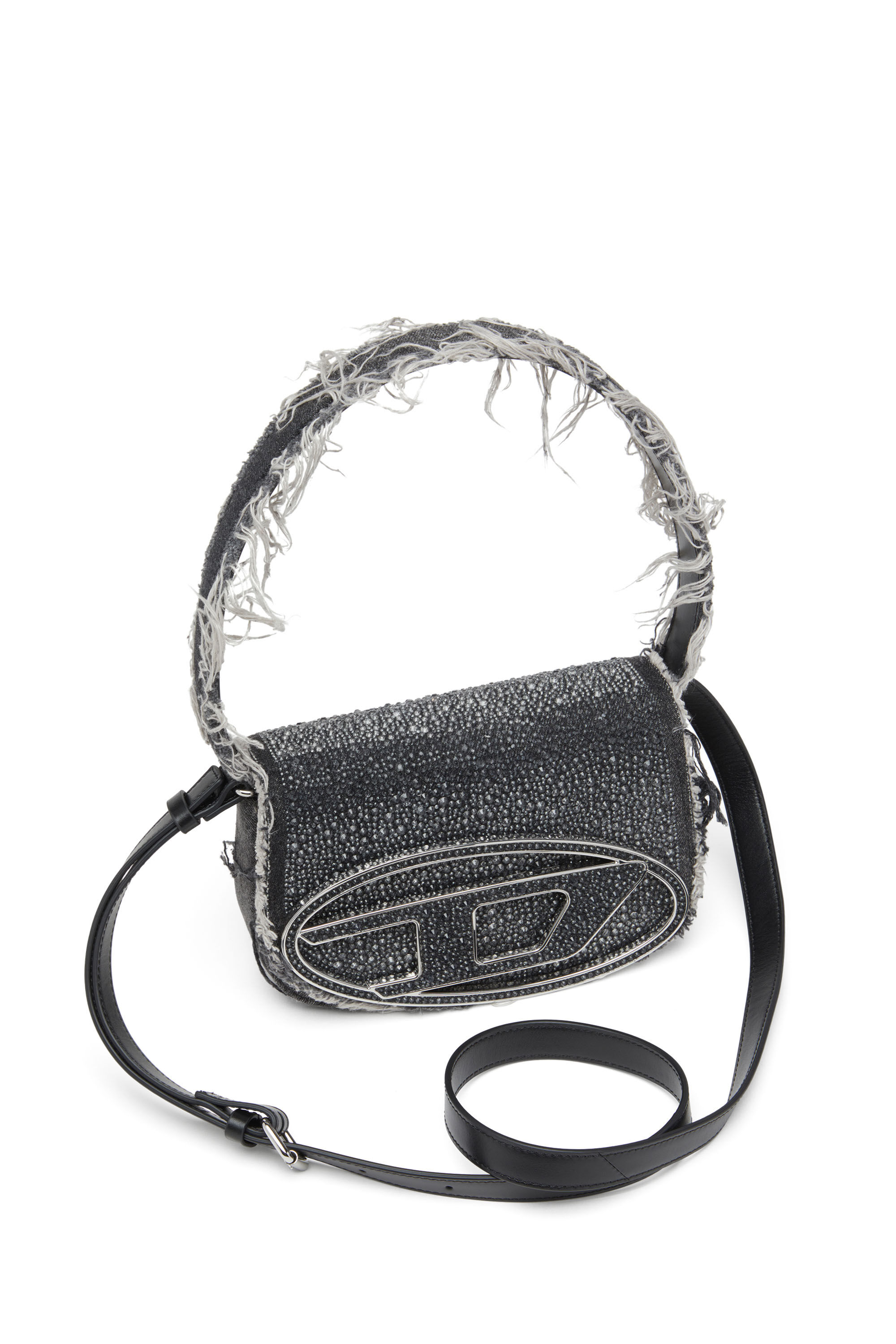 Diesel - 1DR, 1DR-Iconica borsa a spalla in denim e cristalli Donna in Nero - 2