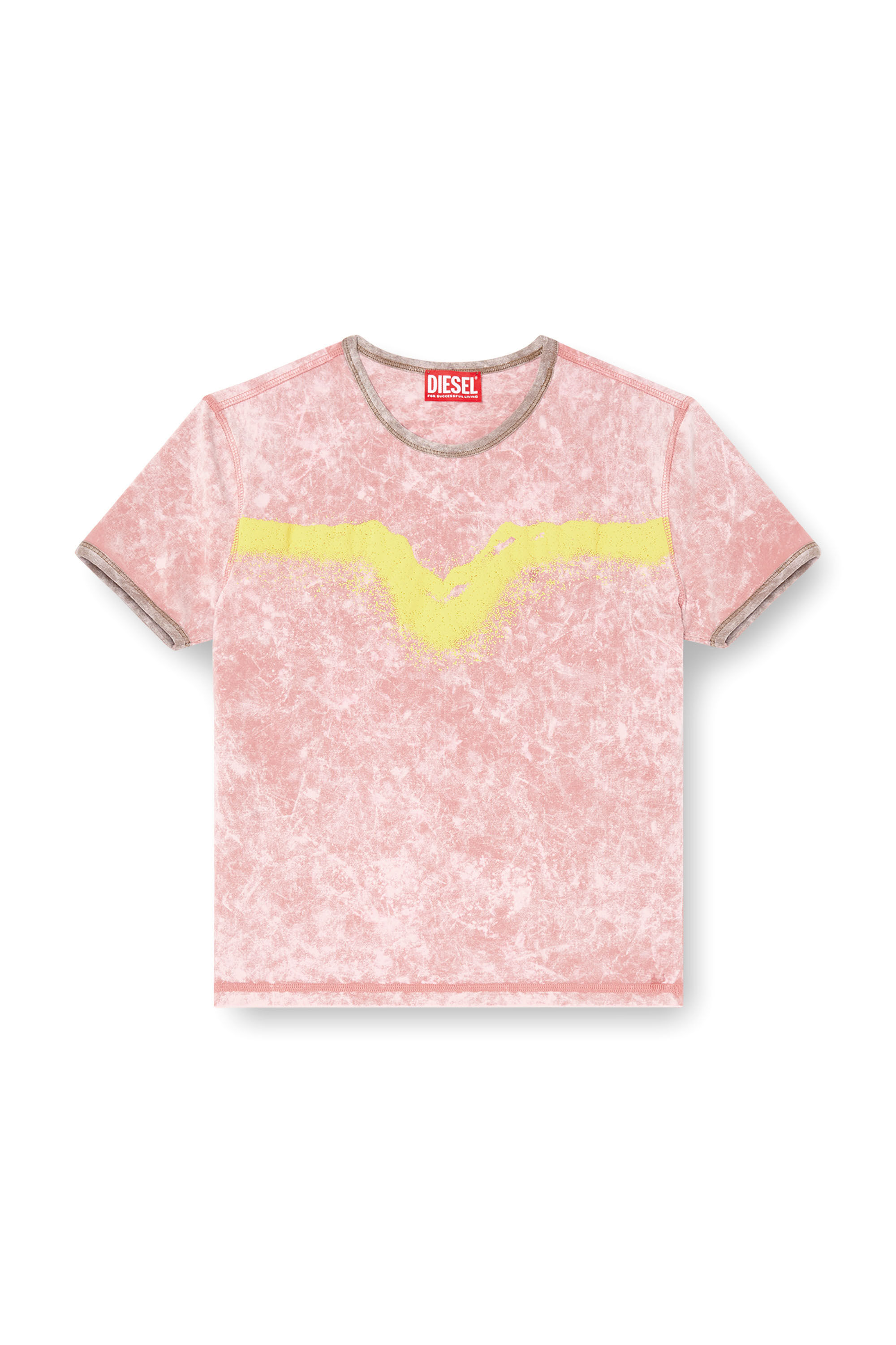 Diesel - T-UNCUTIE-LONG-Q3, T-shirt con Oval D effetto puff Donna in Rosa - 2