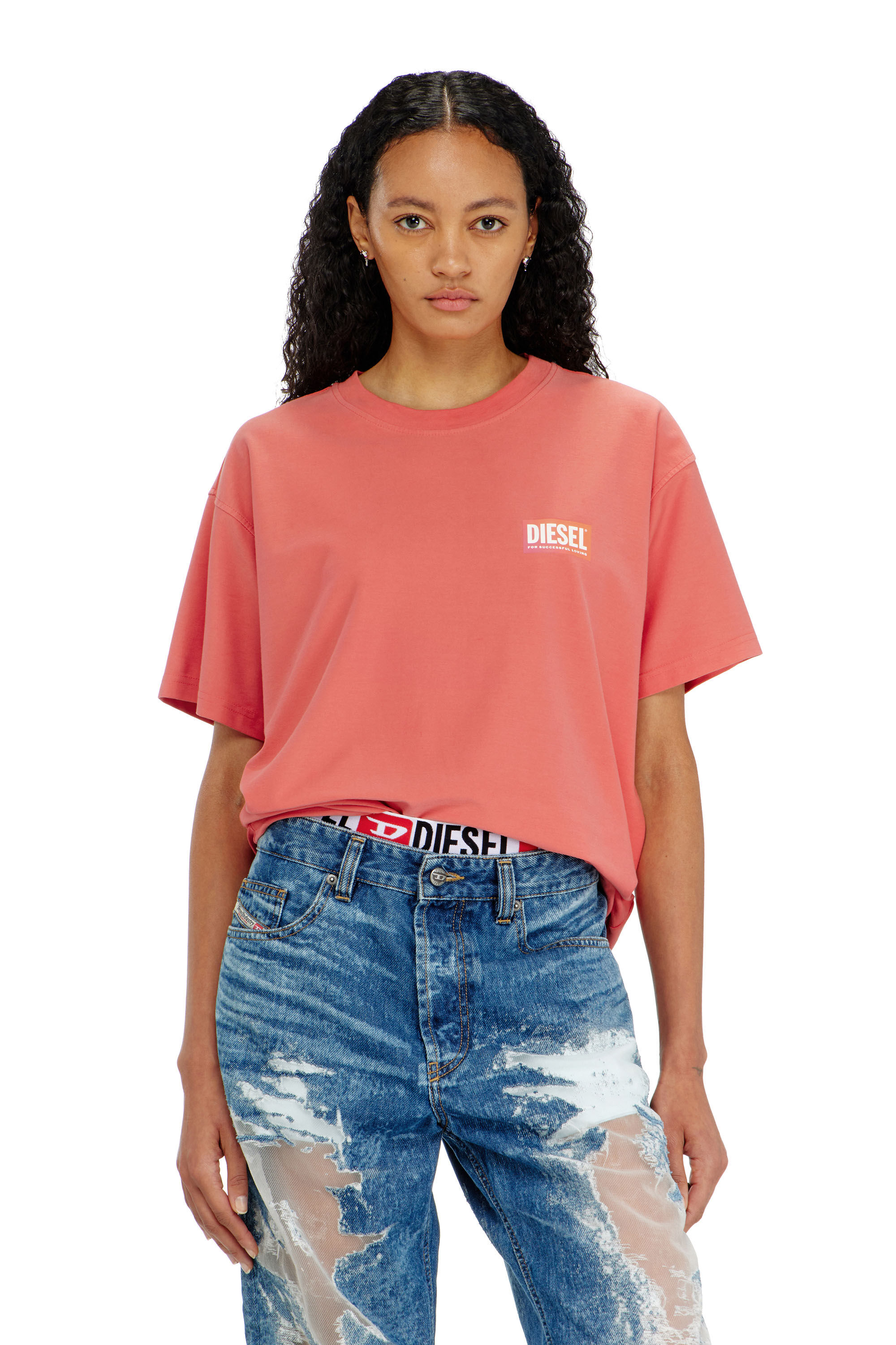 Diesel - PR-T-NORM-CHITIND-R, T-shirt con logo posteriore trasparente Unisex in Rosso - 5