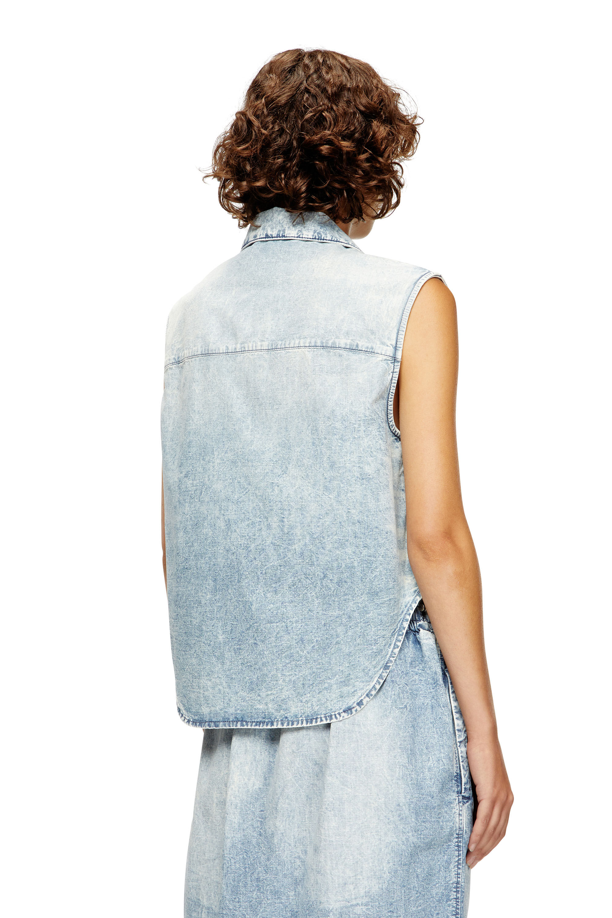 Diesel - DE-NABI-S, Top senza maniche in denim marmorizzato Donna in Blu - 4