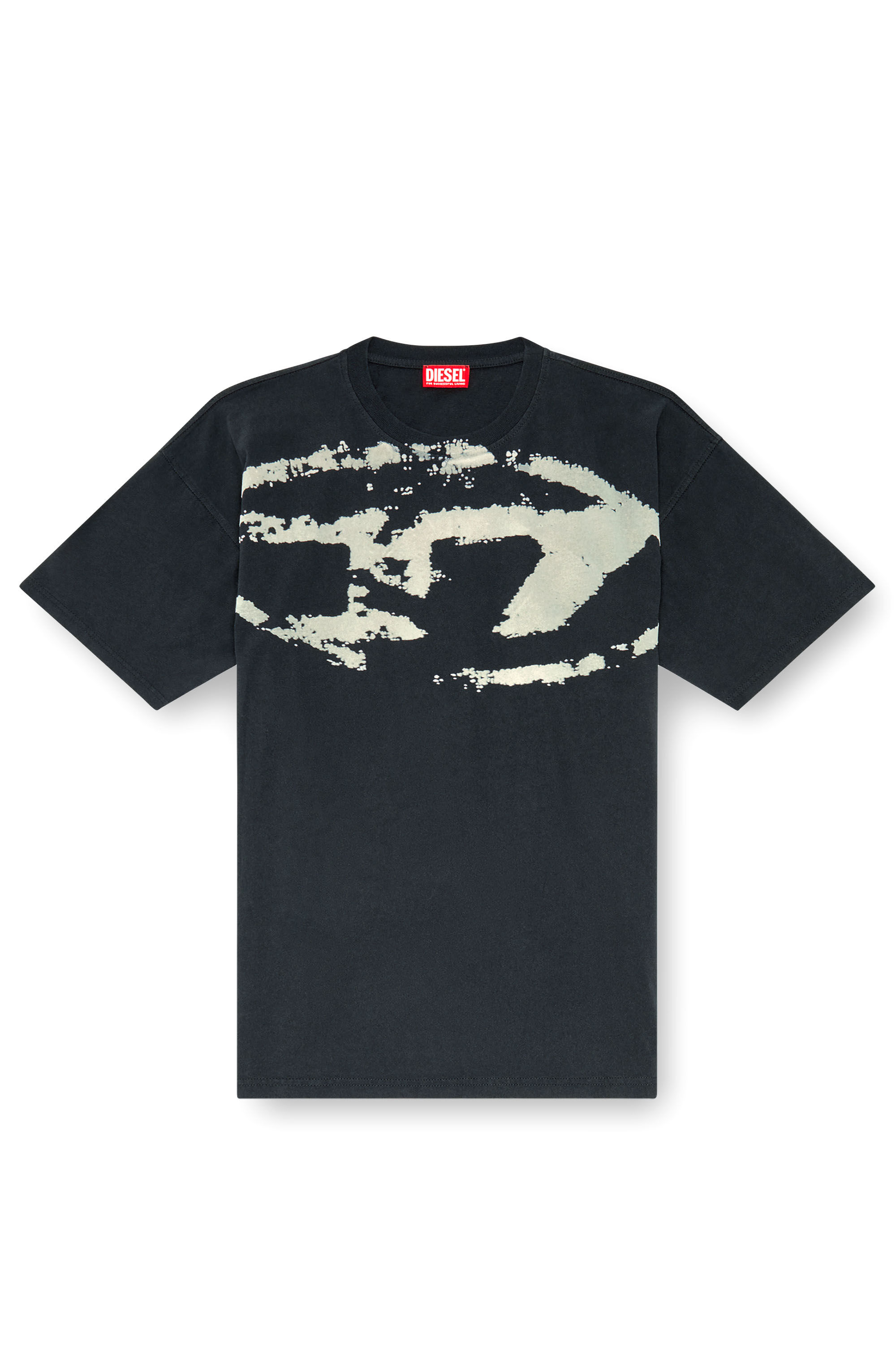 Diesel - T-BOXT-N14, T-shirt con stampa distressed floccata Uomo in Nero - 2