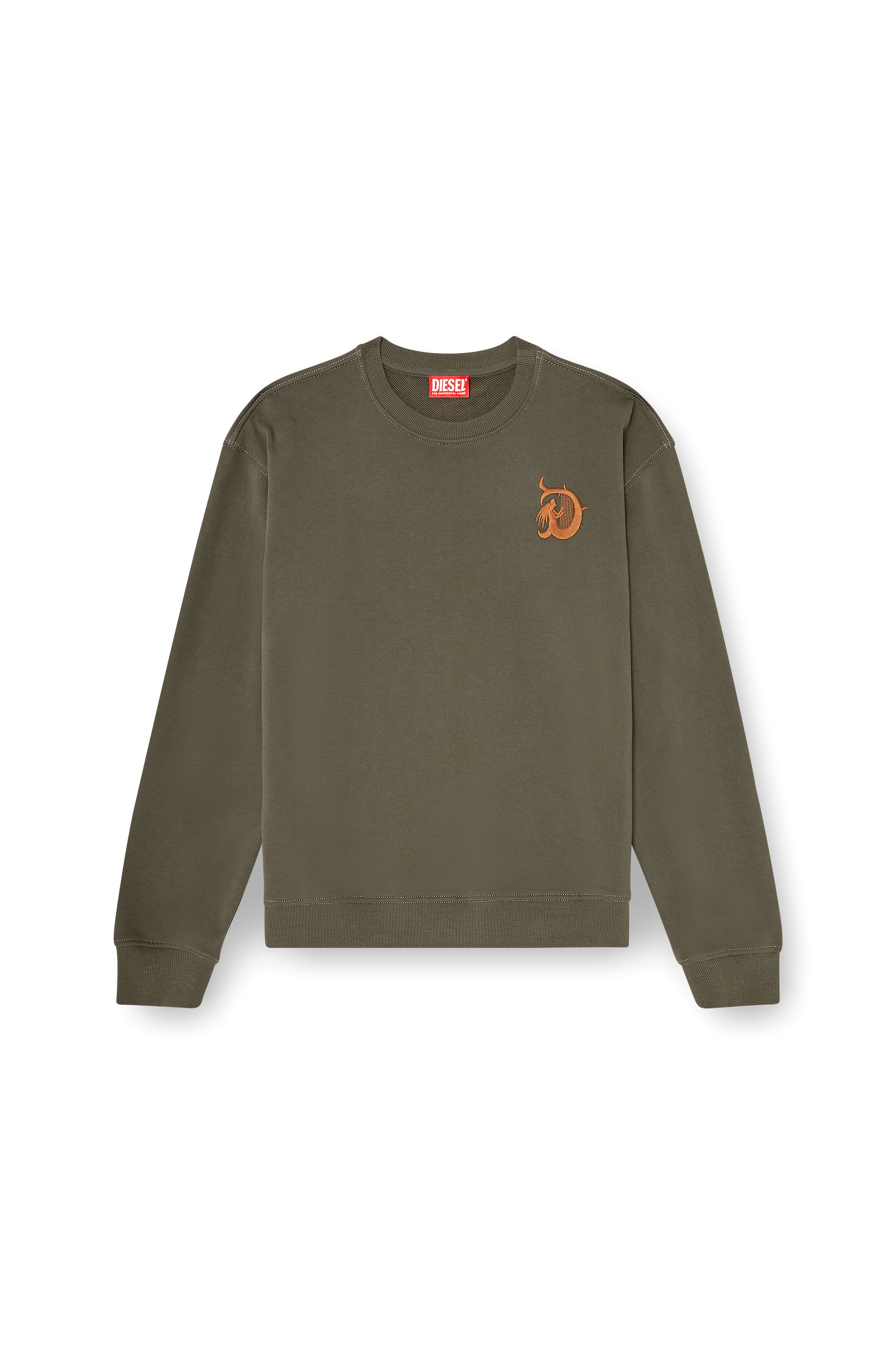 Diesel - S-NORM-AA4, Felpa con ricamo e stampa flock Uomo in Verde - 2
