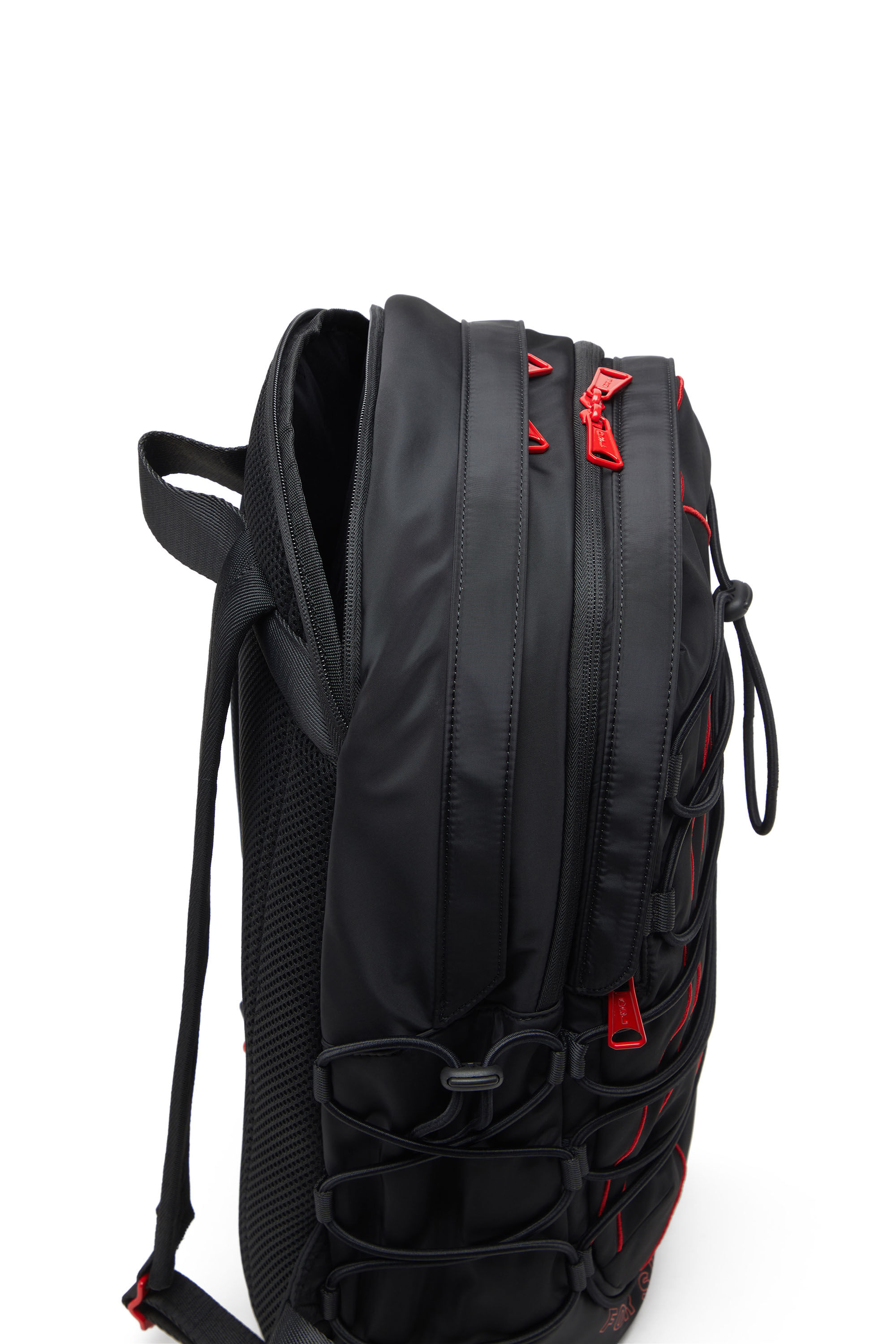 Diesel - TECH-D BACKPACK X, Tech-D-Zaino in nylon con ricamo Oval D Unisex in Nero - 5