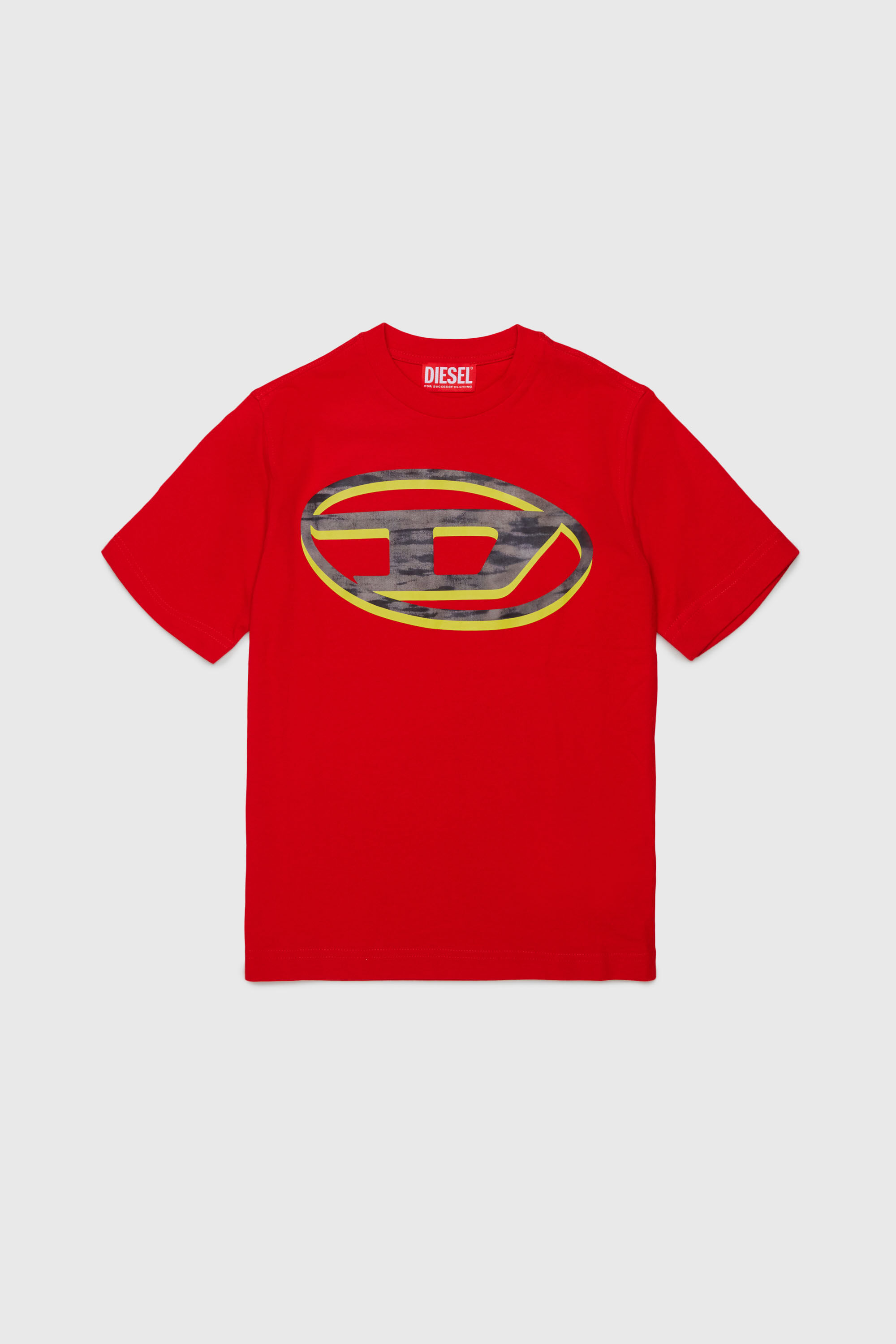 Diesel - TVEL OVER, T-shirt con stampa Oval D bicolore Uomo in Rosso - 1