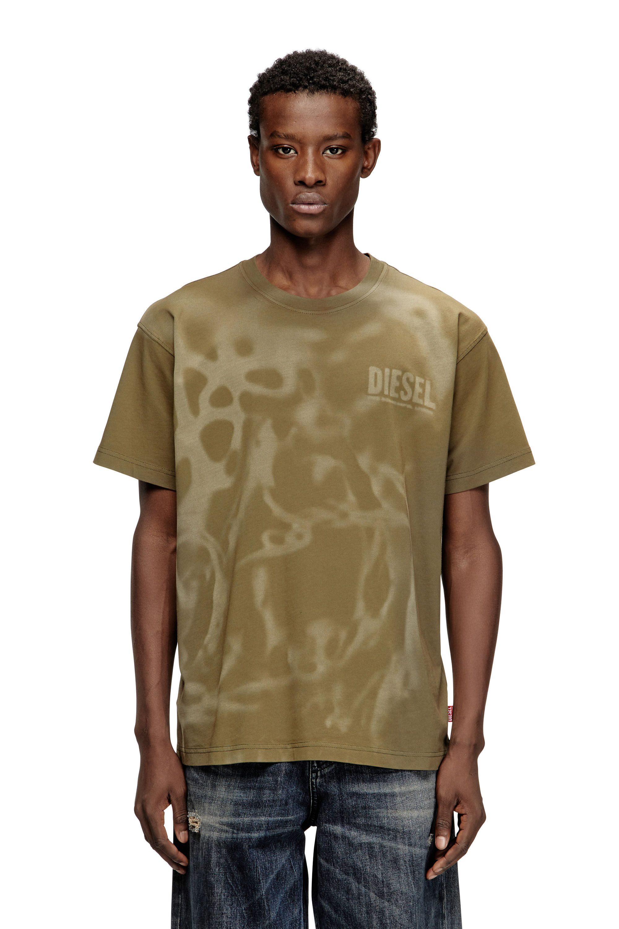 Diesel - T-NORM-V7, T-shirt in cotone con stampa laser Uomo in Beige - 3