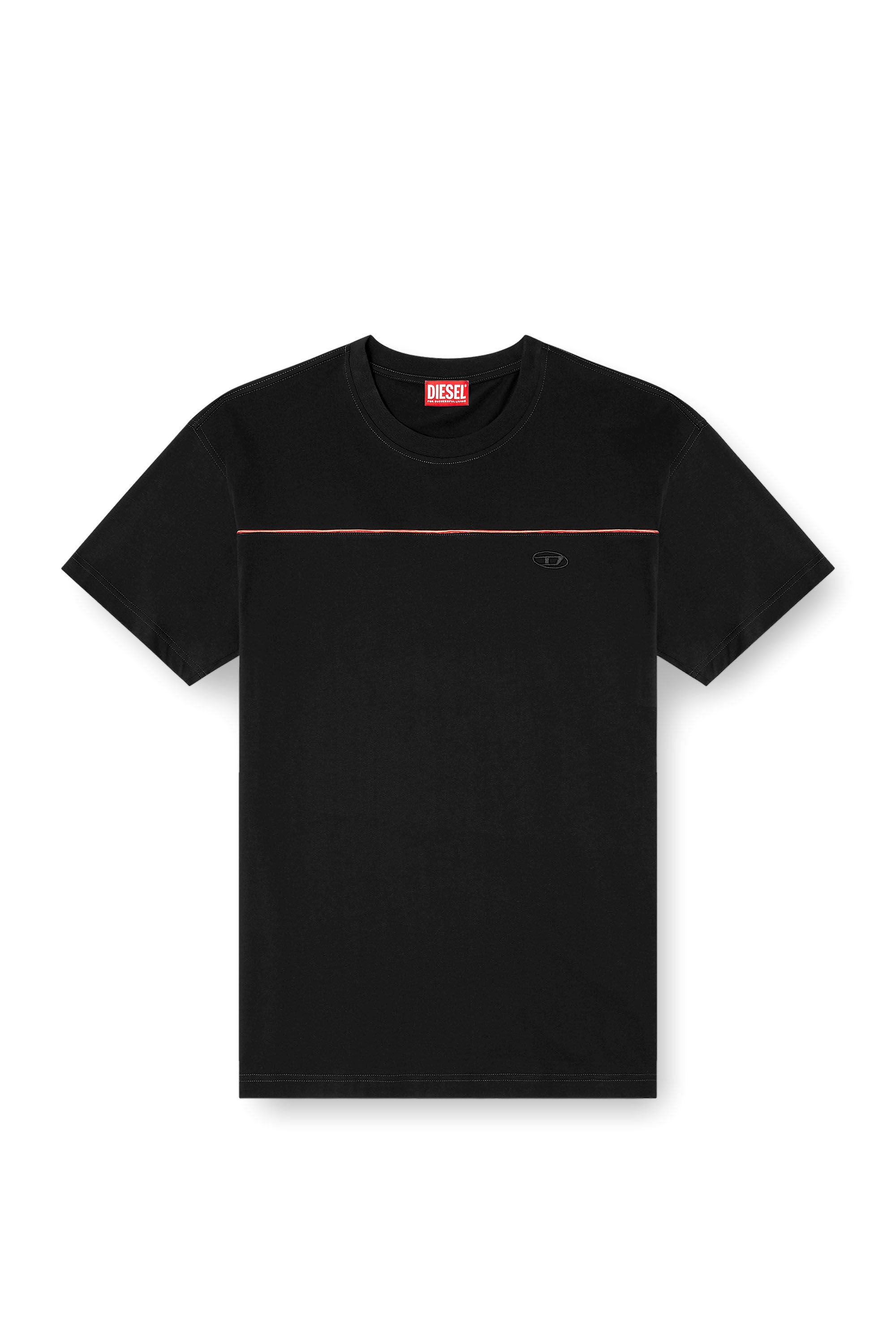 Diesel - T-NORM-PIPING, T-shirt con profili a contrasto Uomo in Nero - 2