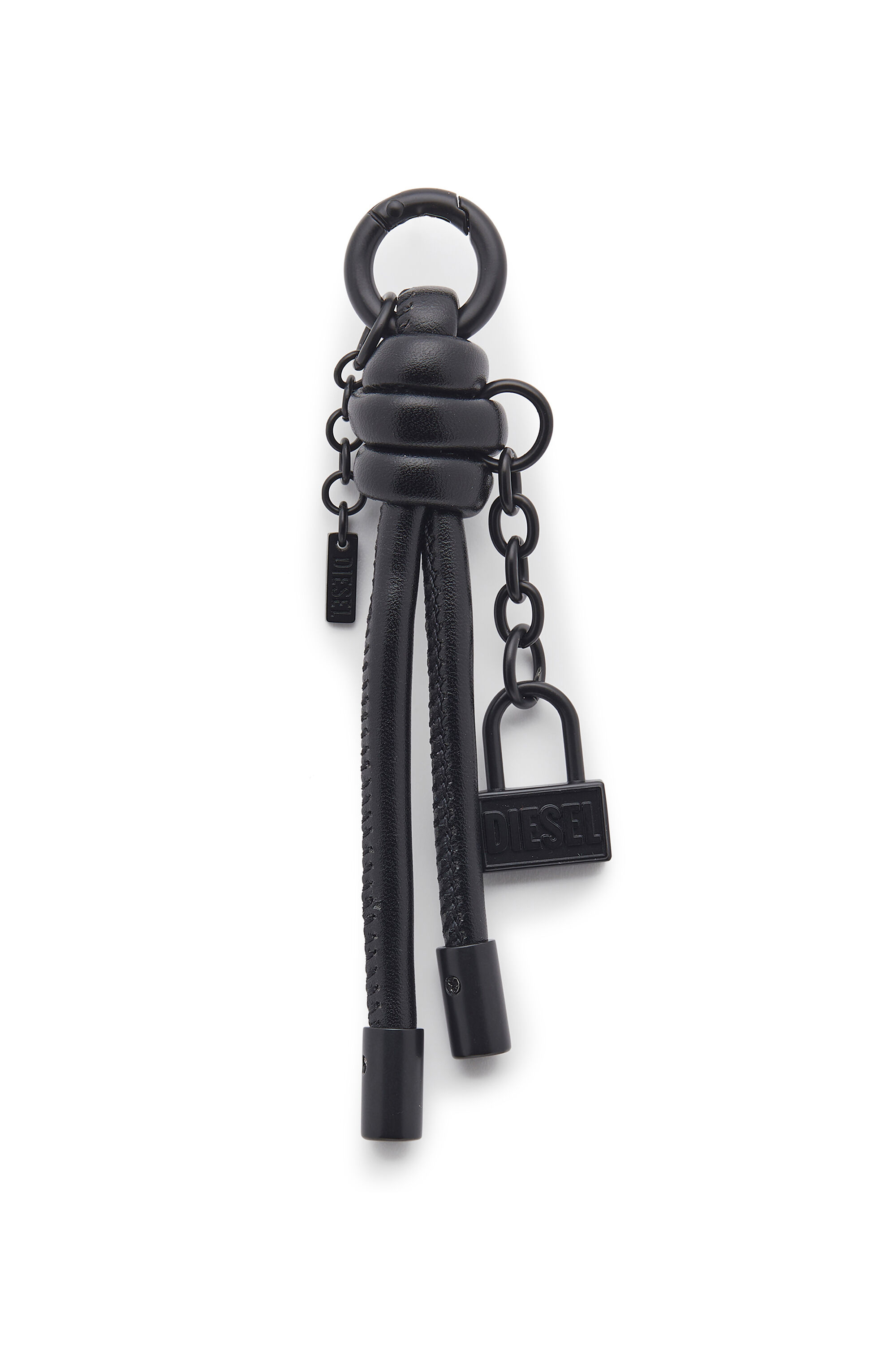 Diesel - CHARM-LOCK II, Man's Metal keyring/charm with Diesel padlock detail in Black - 1