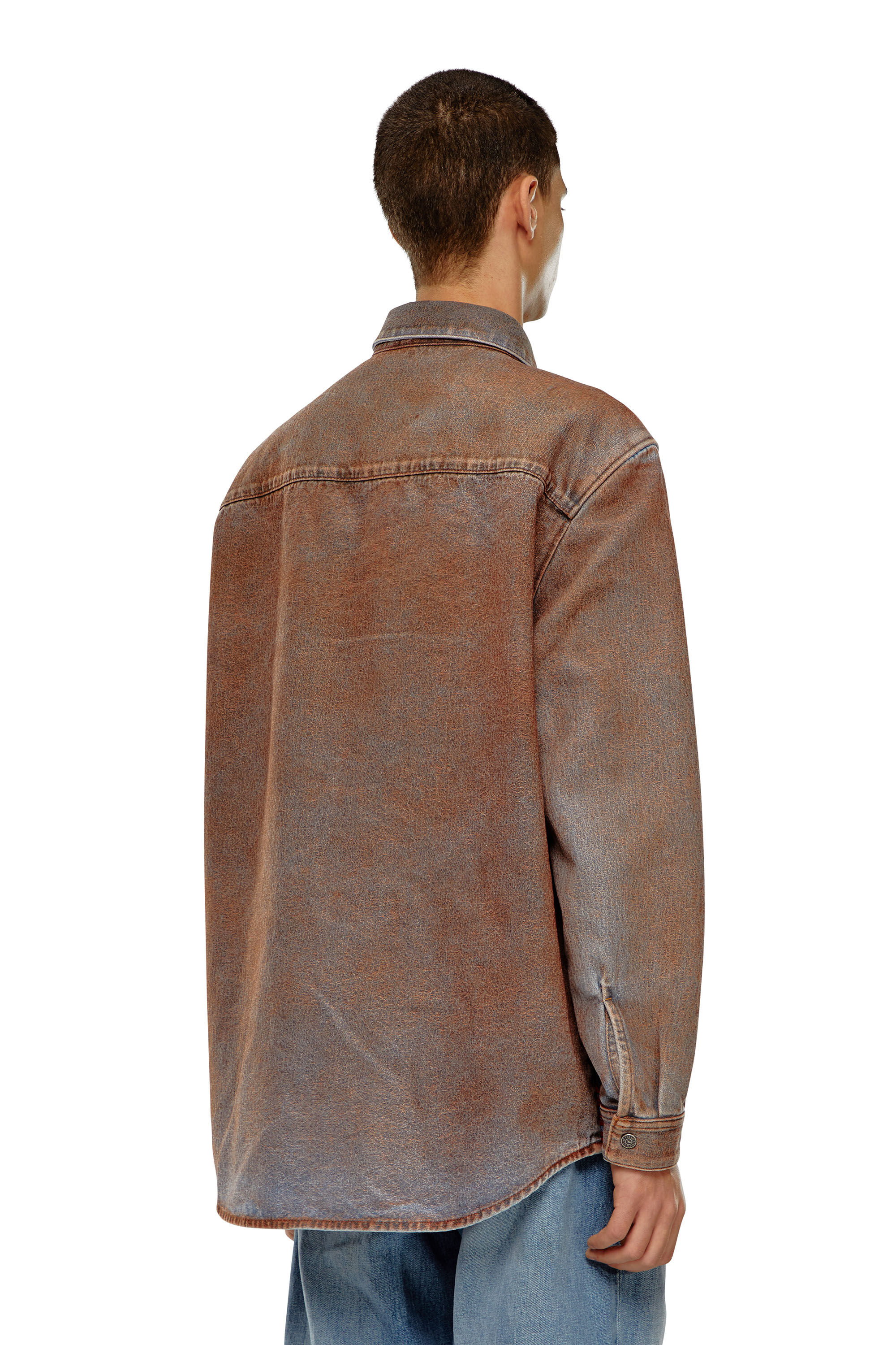 Diesel - D-SIMPLY-OVER-S, Camicia in denim con logo jacquard Uomo in Multicolor - 4