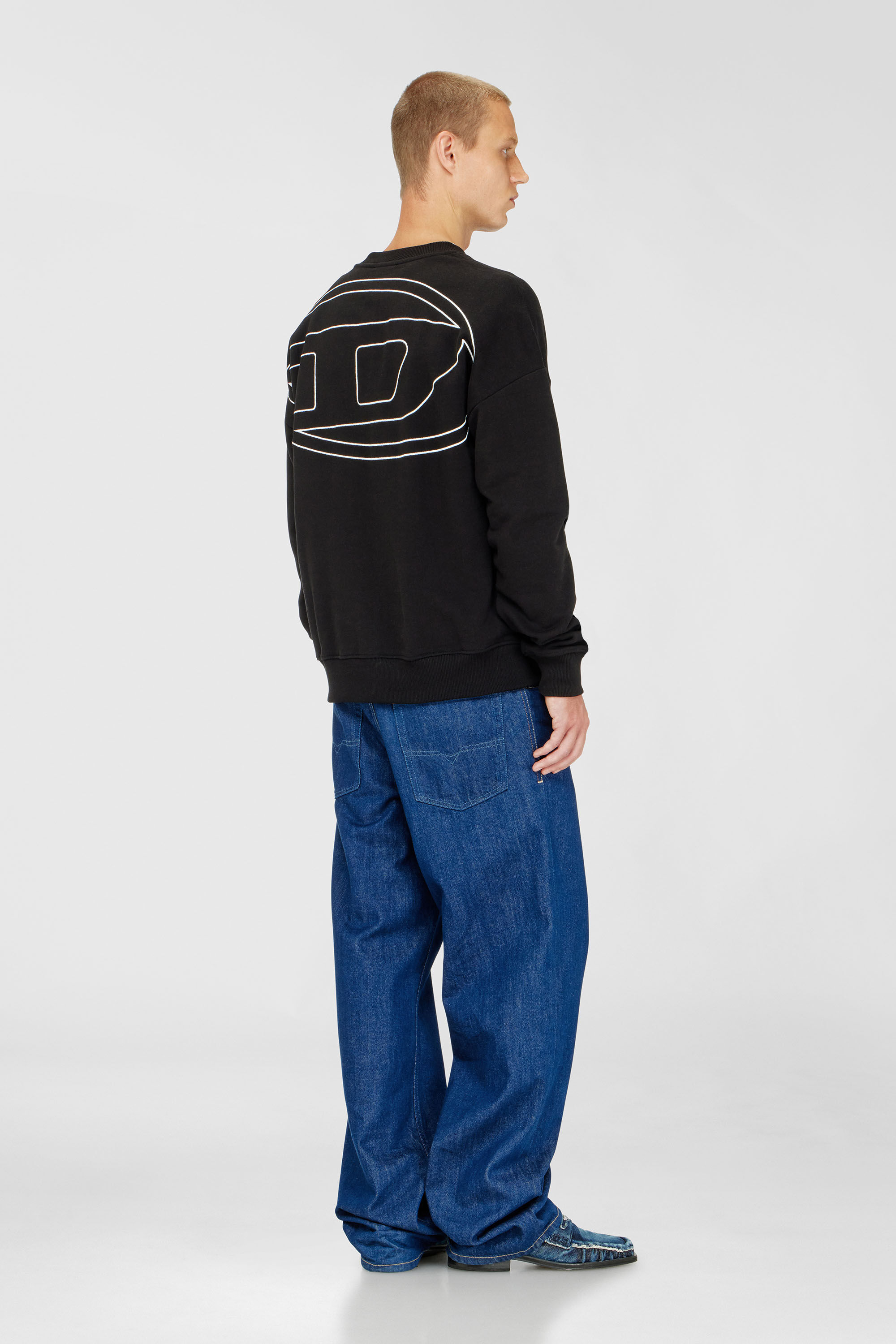 Diesel - S-ROB-MEGOVAL-D, Felpa con ricamo logo Uomo in Nero - 1