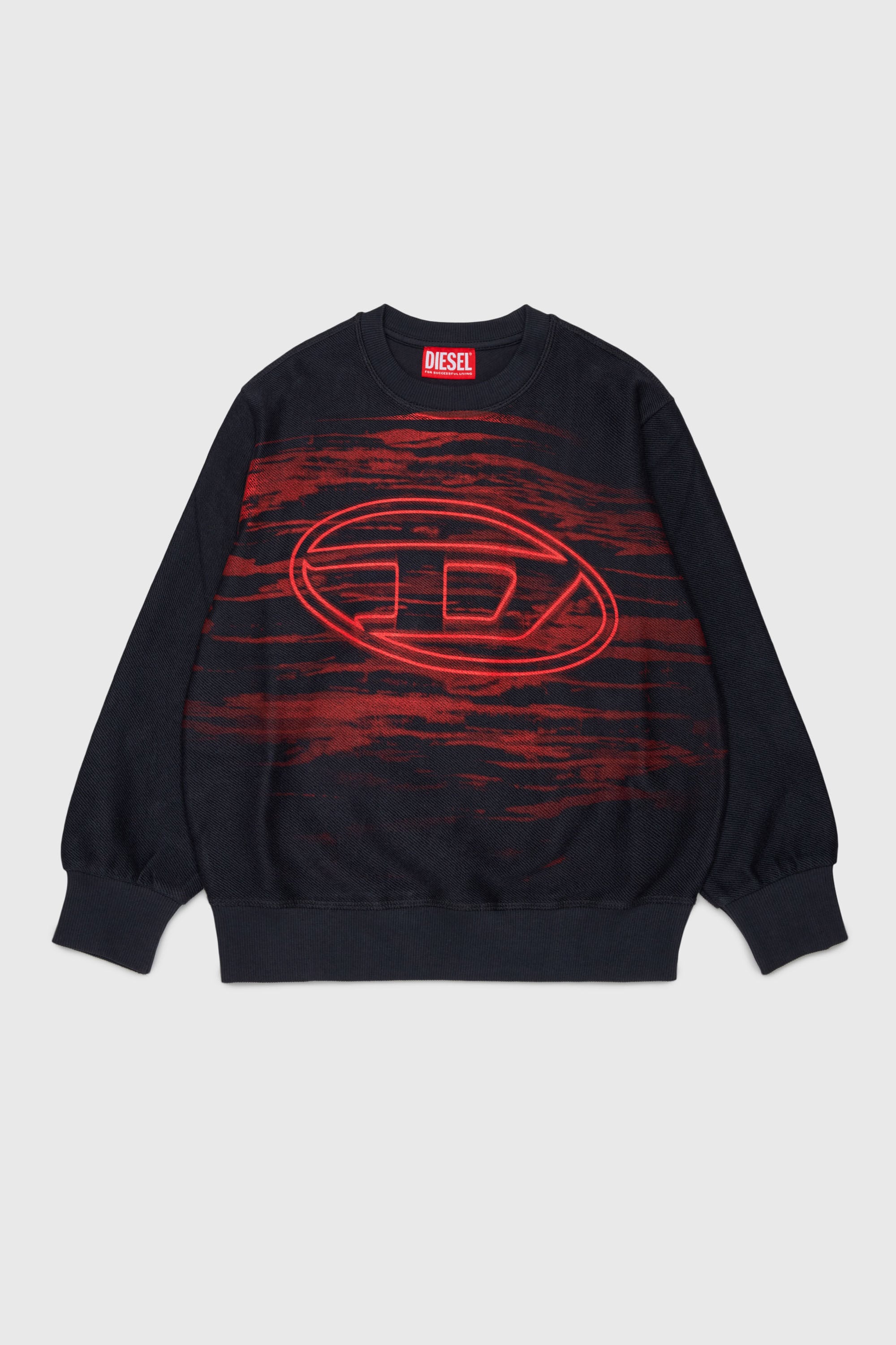 Diesel - SFRIT OVER, Felpa con striature e logo Oval D Uomo in Nero - 1