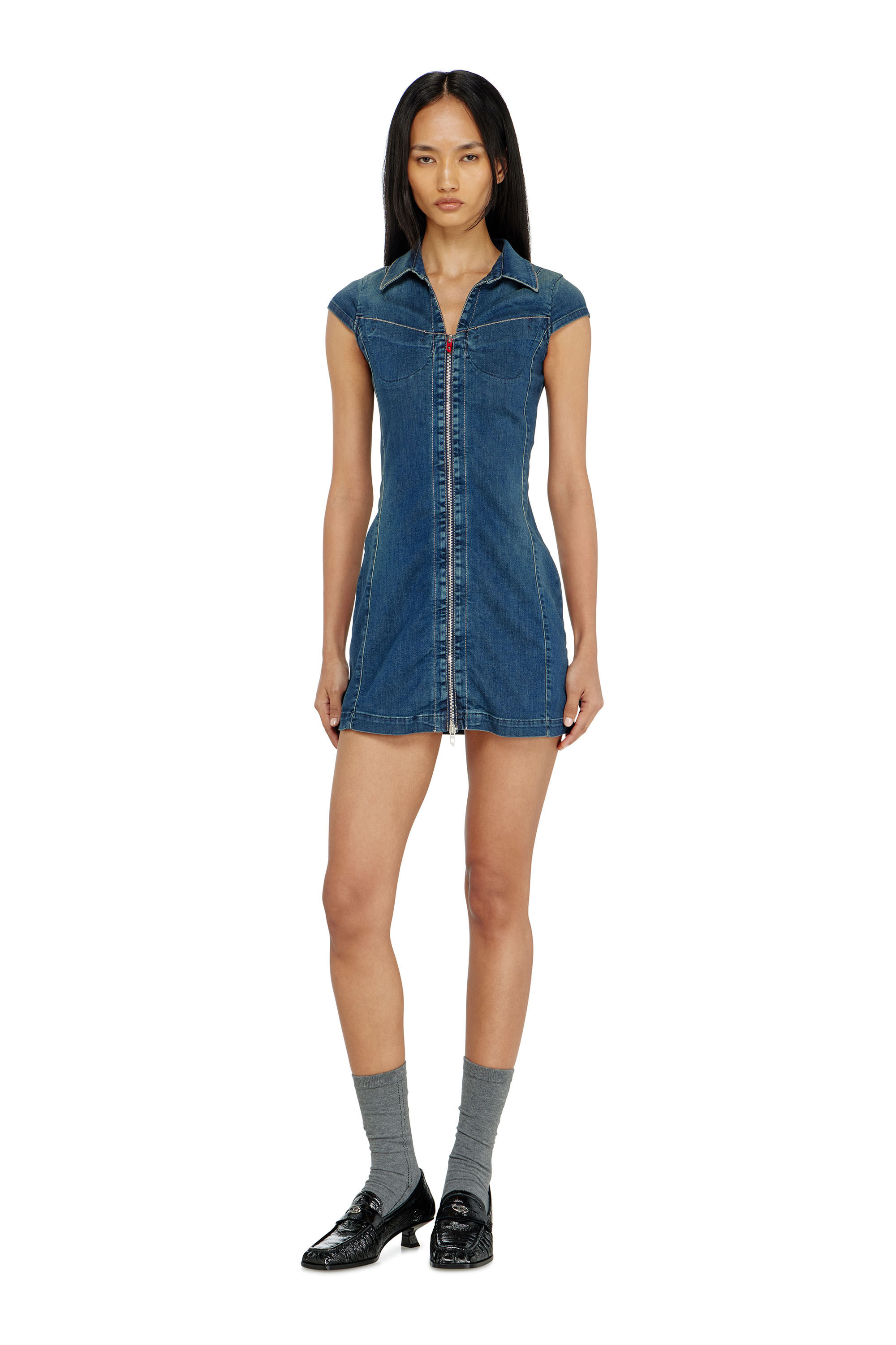 Diesel - DE-LORVYN-S, Abito camicia in denim con zip Donna in ToBeDefined - 2