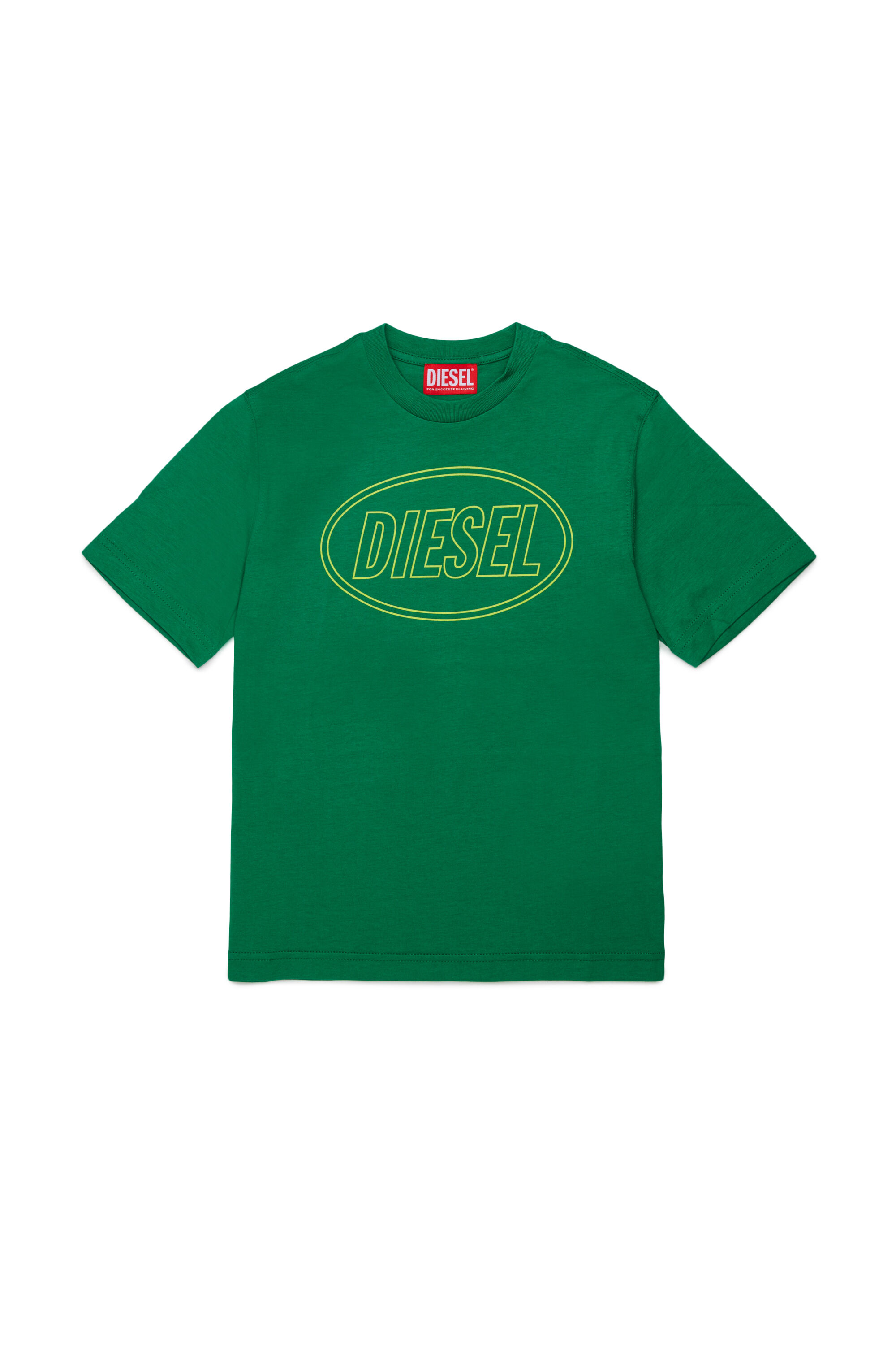 Diesel - TCIRCLE OVER, T-shirt in cotone con stampa Diesel Uomo in Verde - 1