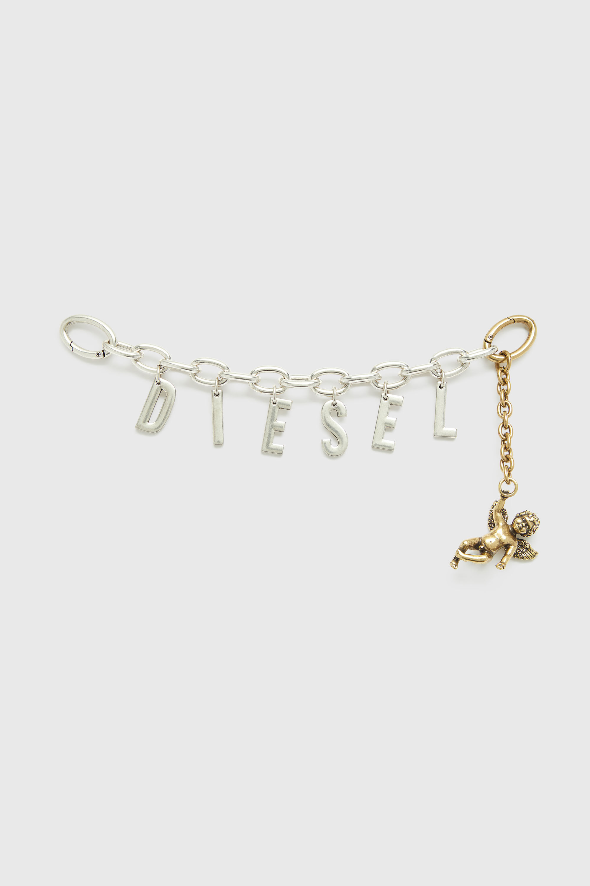 Diesel - CHAIN-D III S, Charm lettera in metallo con cherubino Donna in Argento - 1